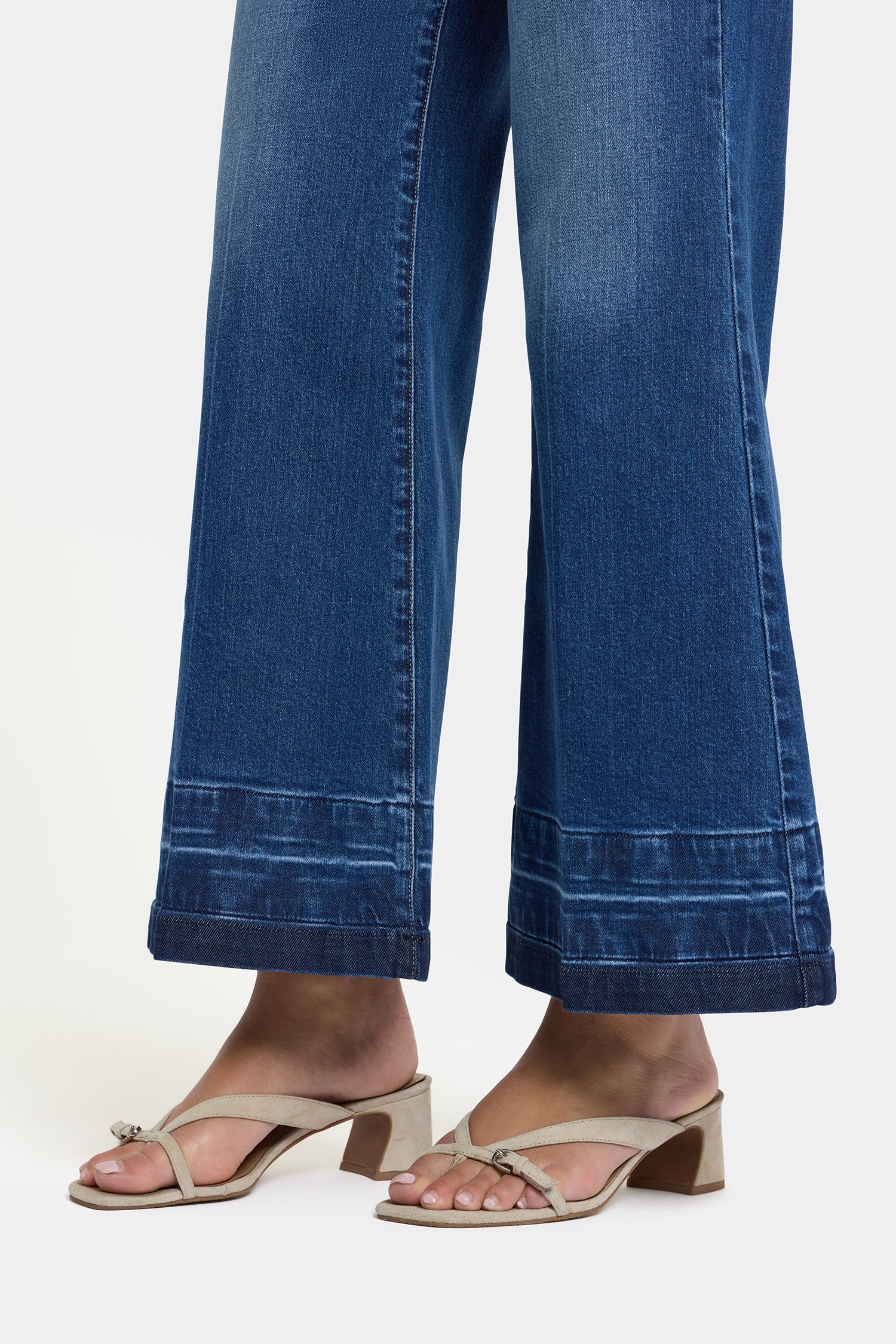 NYDJ Mia Palazzo Ankle Jeans With High Rise And Contrast Washed Hems - Trail Lands