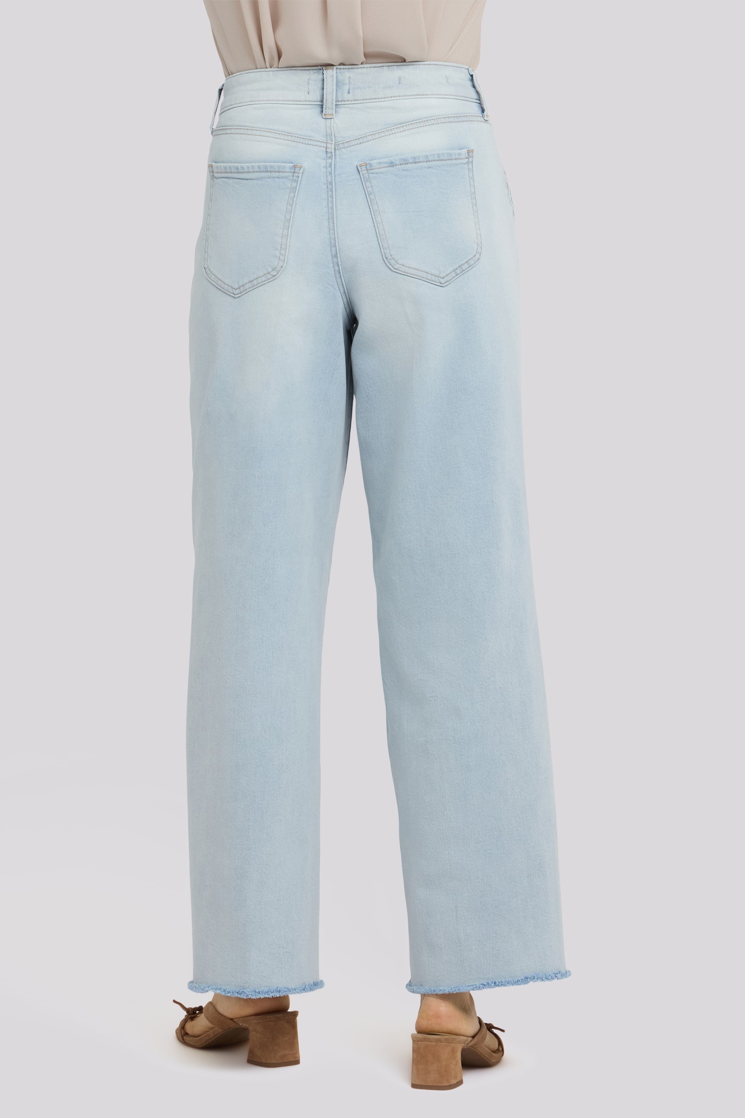 NYDJ Simone Wide Leg Jeans With High Rise, Utility Detail And Raw Hems - Desert Shoreline