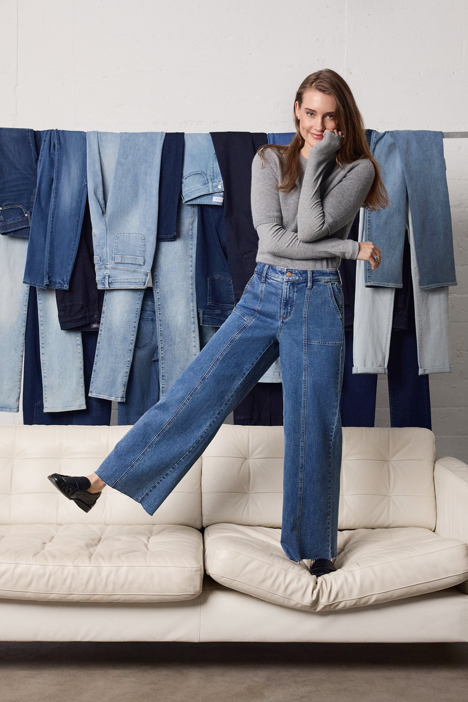 NYDJ Simone Wide Leg Jeans With High Rise, Utility Detail And Raw Hems - Salton