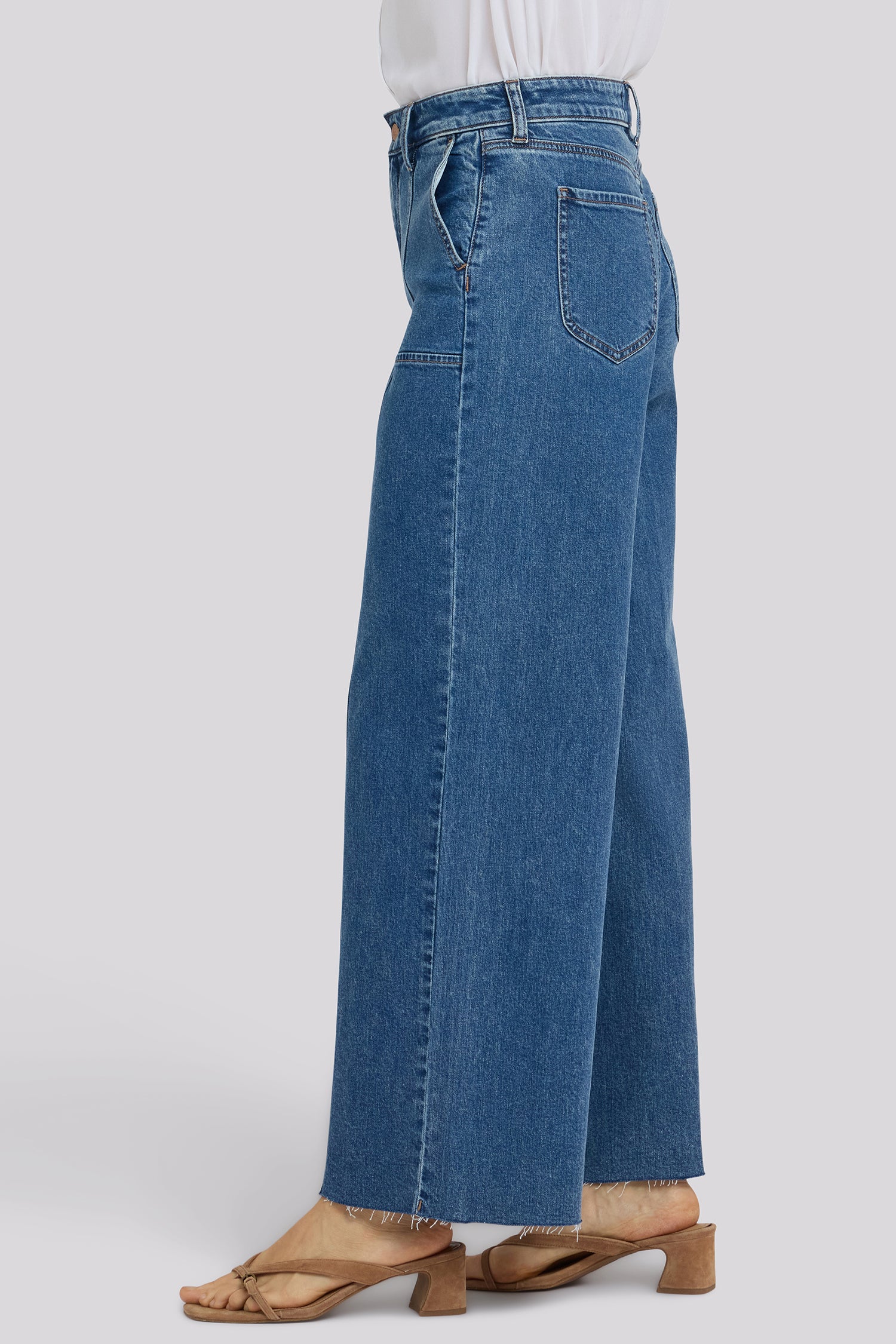 NYDJ Simone Wide Leg Jeans With High Rise, Utility Detail And Raw Hems - Salton