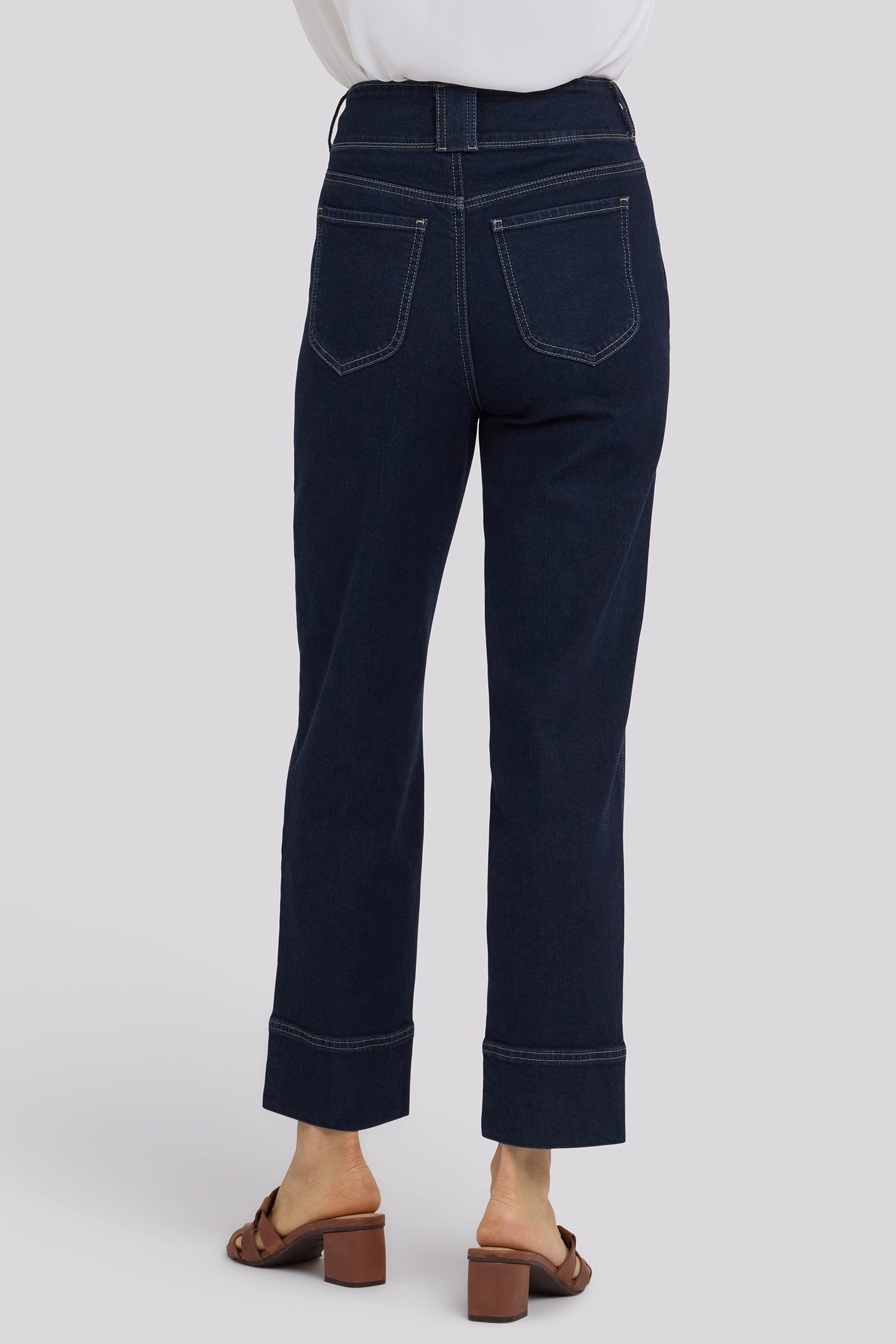 NYDJ Kasey Stovepipe Ankle Jeans With Contrast Stitching And Wide Belt Loops - Morning Tides