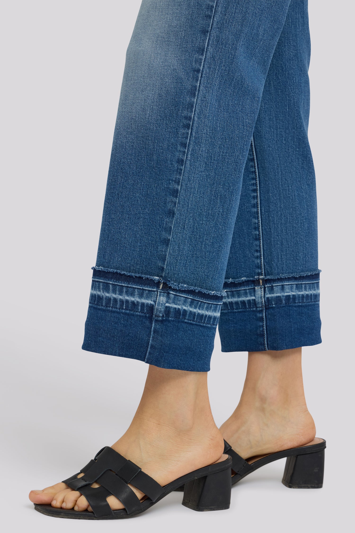 NYDJ Bailey Relaxed Straight Ankle Jeans With High Rise, Criss-Cross Belt Loop And Raw Hem Cuffs - Sun Soak