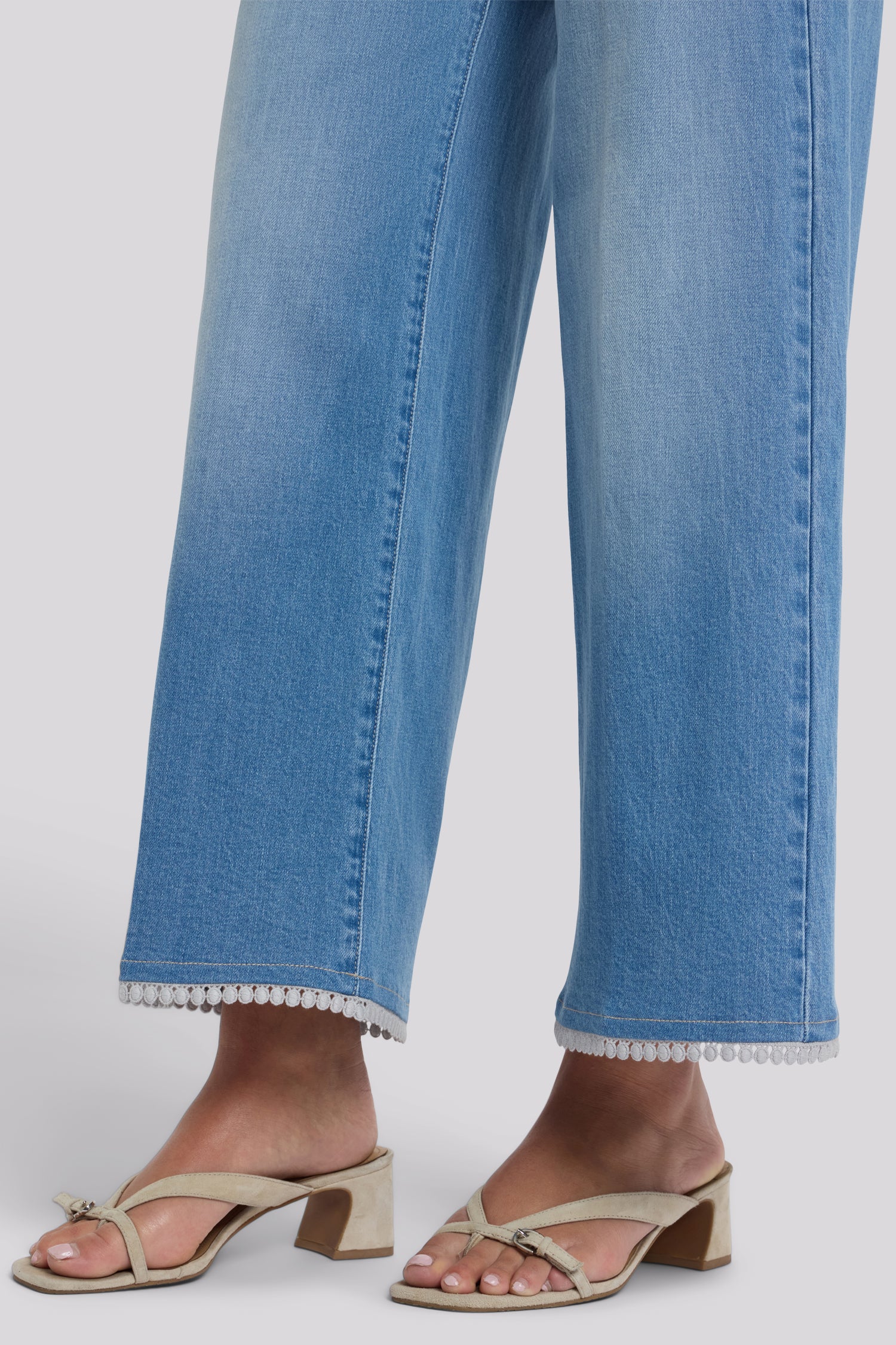 NYDJ Brodi Wide Leg Ankle Jeans With High Rise And Crochet Trim Hems - Vista Lakes