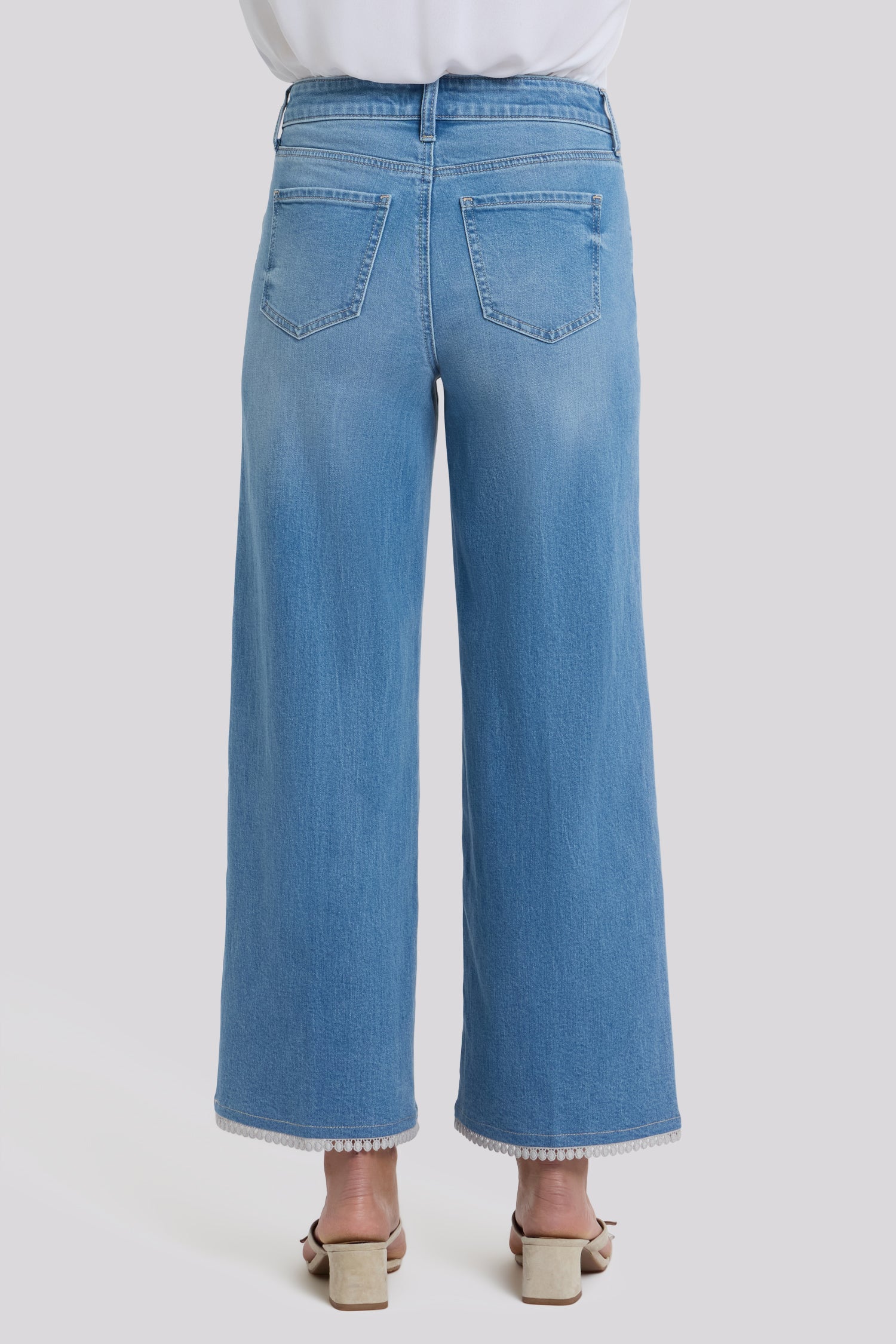NYDJ Brodi Wide Leg Ankle Jeans With High Rise And Crochet Trim Hems - Vista Lakes
