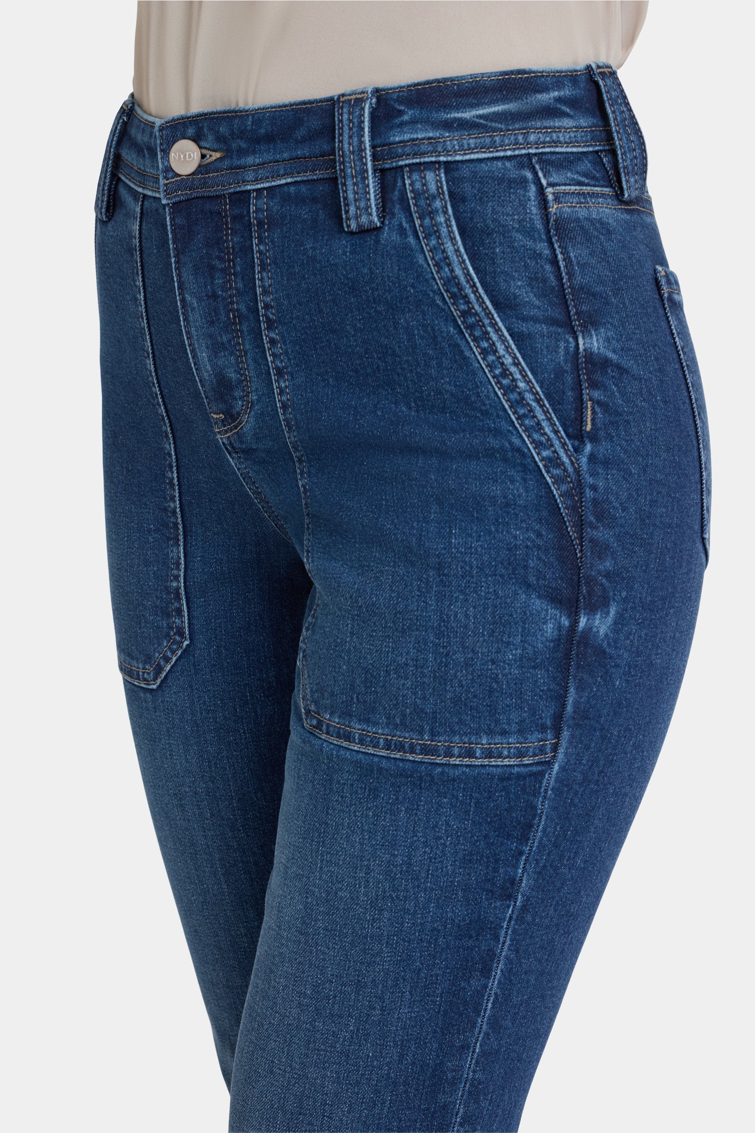 NYDJ Margot Girlfriend Jeans With Utility Pockets And Roll Cuffs - Vintage Lapis