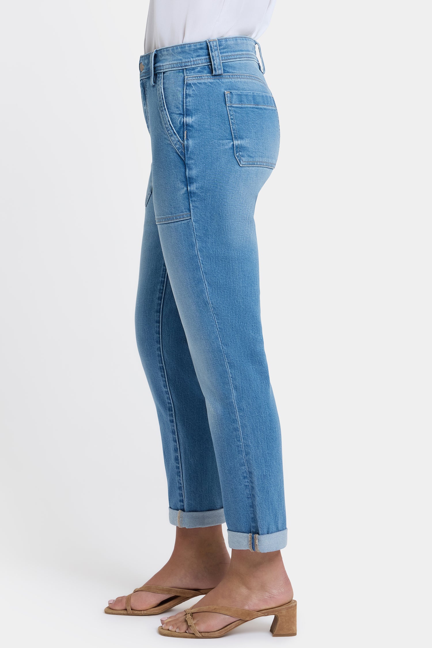 NYDJ Margot Girlfriend Jeans With Utility Pockets And Roll Cuffs - Vista Lakes
