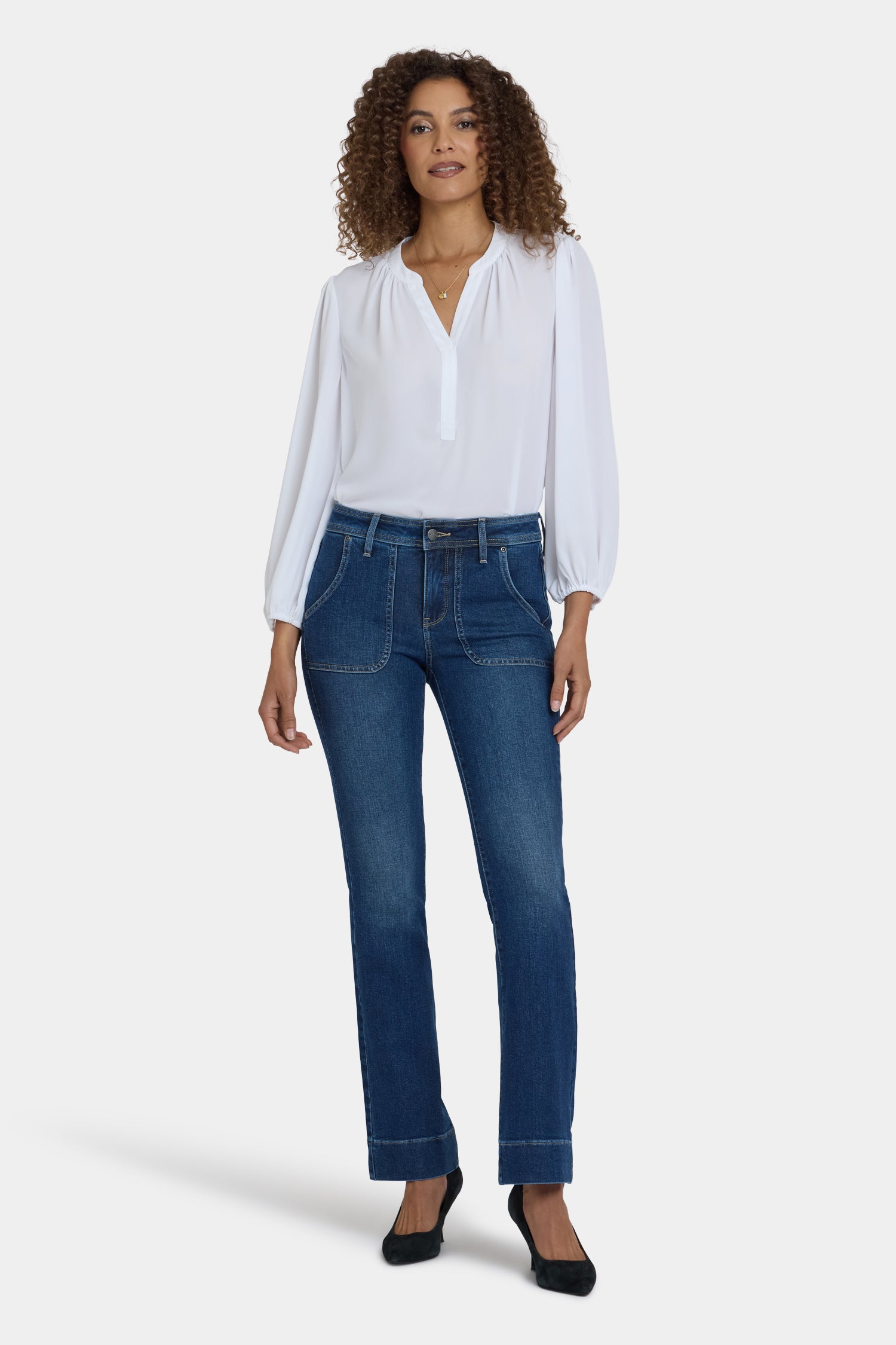 NYDJ Barbara Bootcut Jeans With Rounded Utility Pockets And 1 1/2