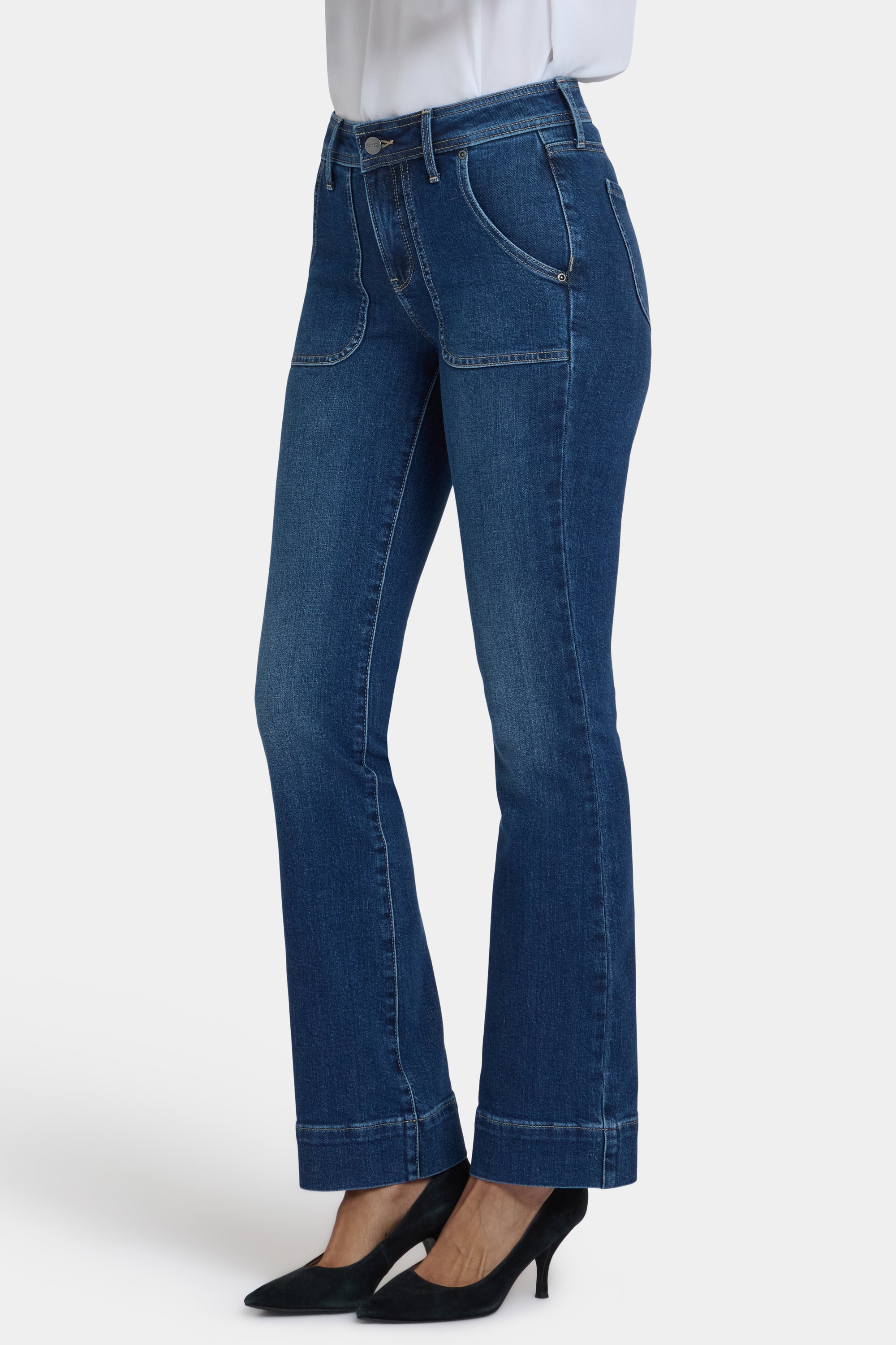 NYDJ Barbara Bootcut Jeans With Rounded Utility Pockets And 1 1/2