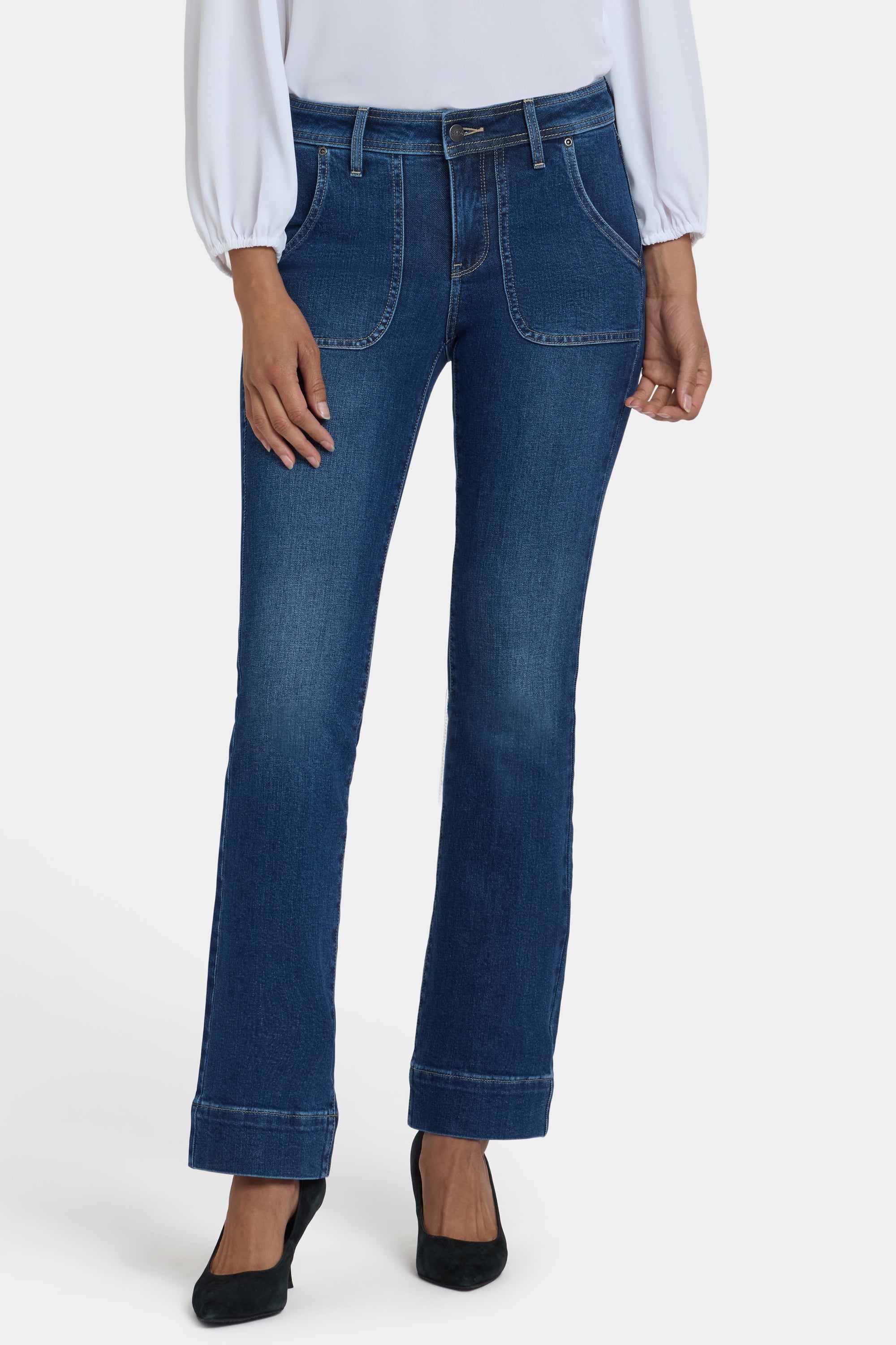 NYDJ Barbara Bootcut Jeans With Rounded Utility Pockets And 1 1/2
