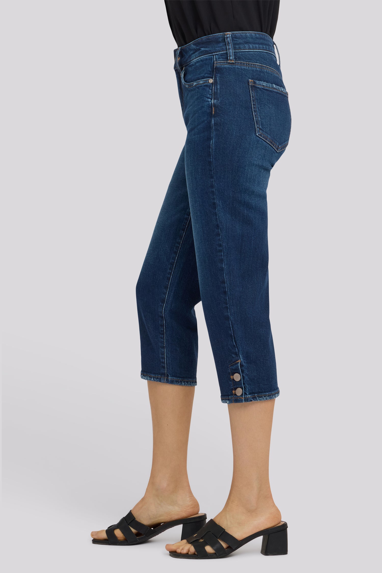 NYDJ Marilyn Straight Crop Jeans With Side Button Plackets - Sunset Villa