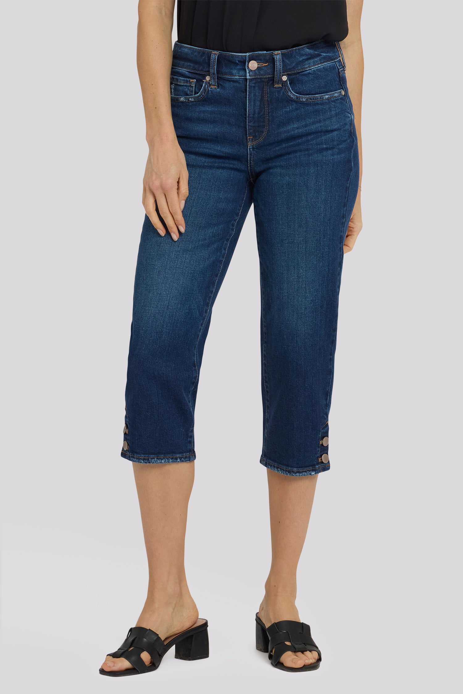 NYDJ Marilyn Straight Crop Jeans With Side Button Plackets - Sunset Villa