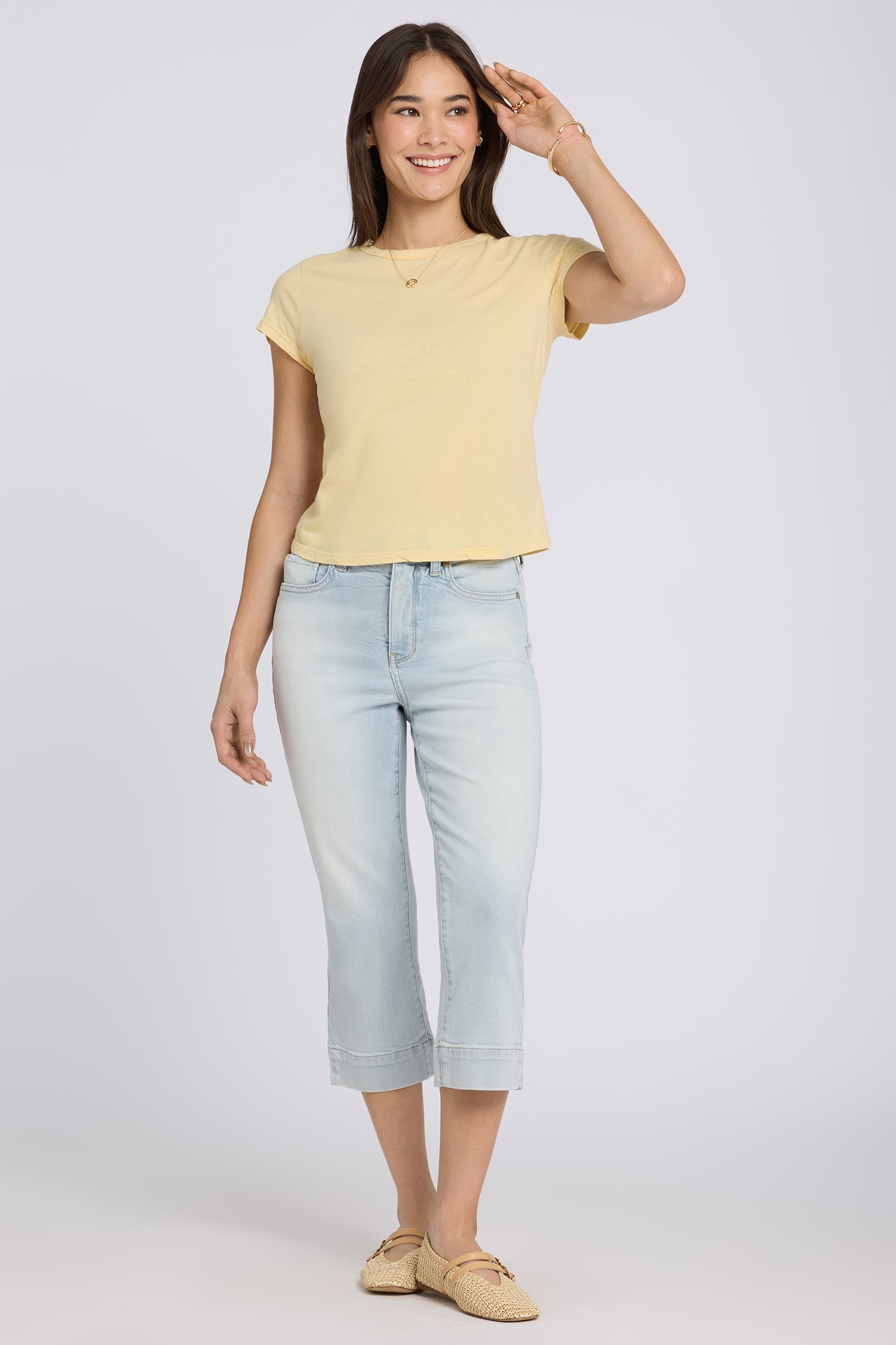 NYDJ Marilyn Straight Crop Jeans With High Rise, Side Slits And 2