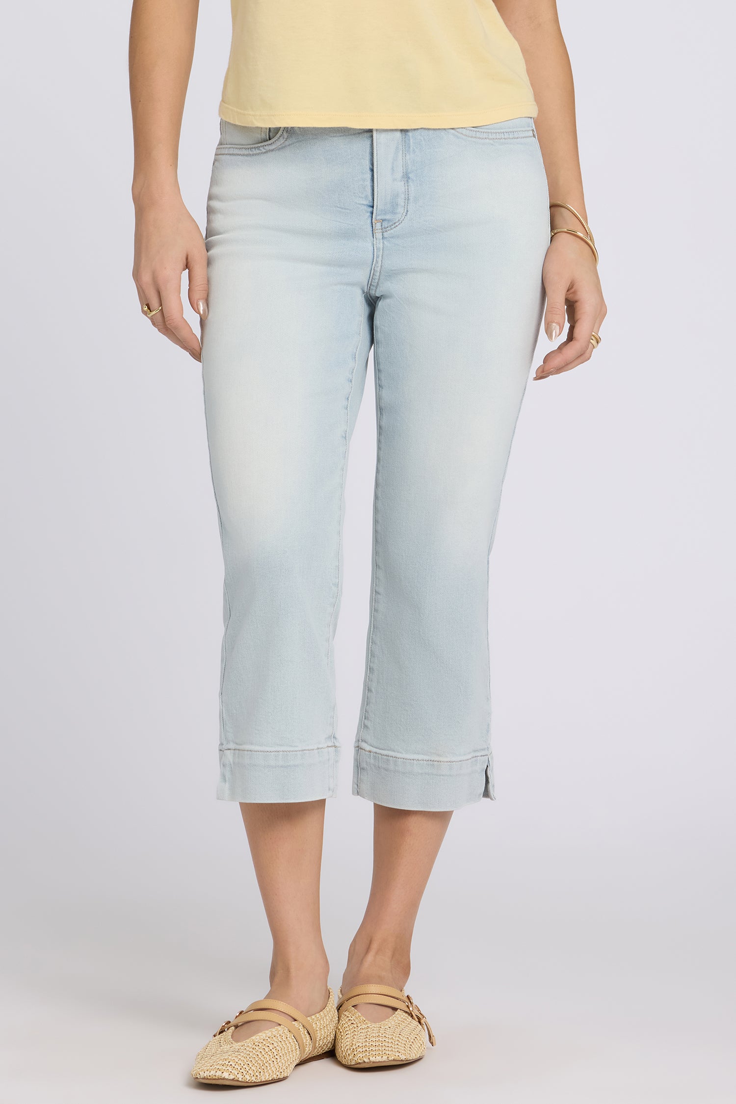 NYDJ Marilyn Straight Crop Jeans With High Rise, Side Slits And 2