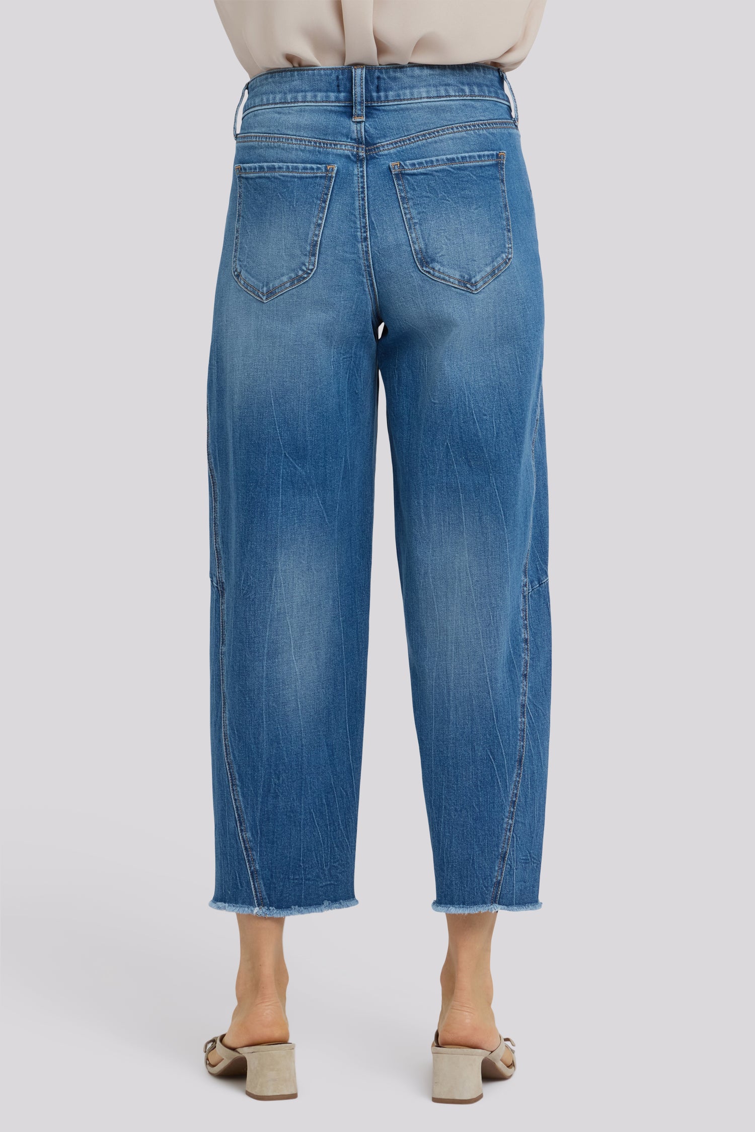 NYDJ Alyssa Relaxed Crop Jeans With Side Panels And Frayed Hems - Pacifica