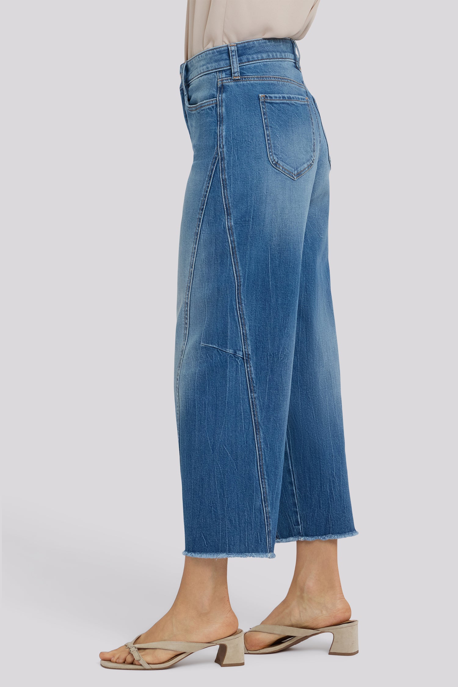NYDJ Alyssa Relaxed Crop Jeans With Side Panels And Frayed Hems - Pacifica