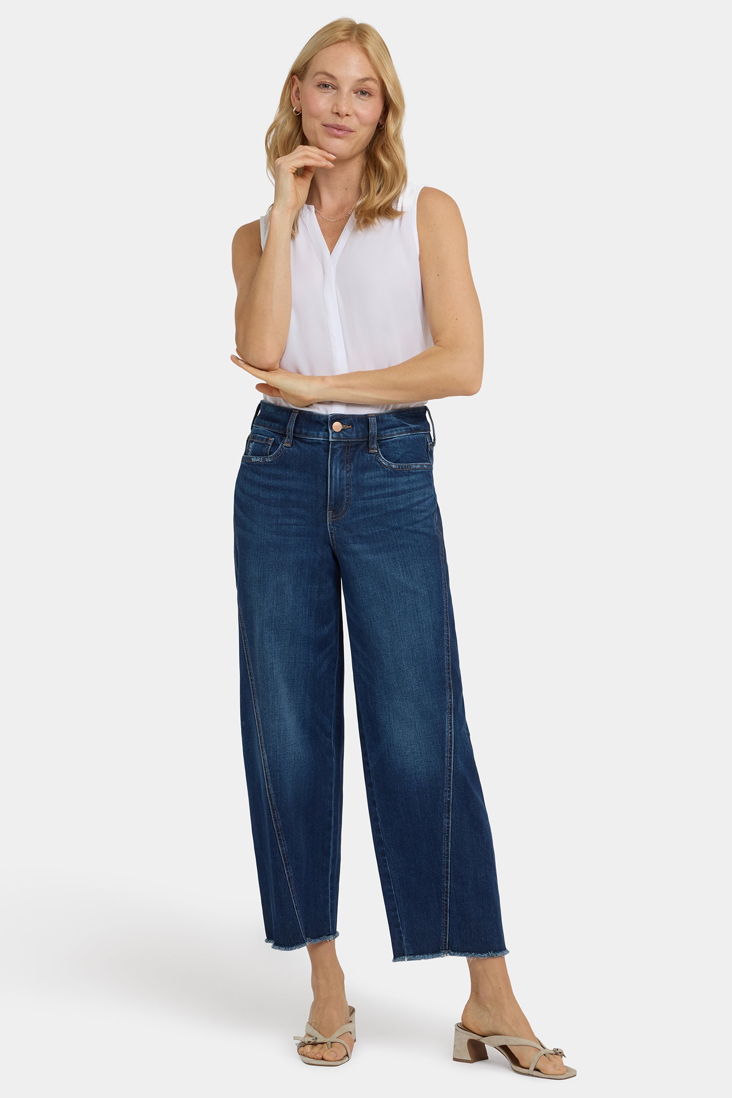 NYDJ Alyssa Relaxed Crop Jeans With Side Panels And Frayed Hems - Sunset Villa