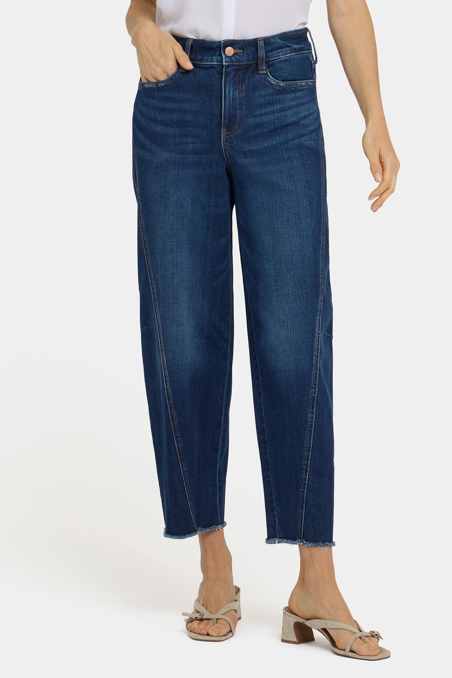 NYDJ Alyssa Relaxed Crop Jeans With Side Panels And Frayed Hems - Sunset Villa
