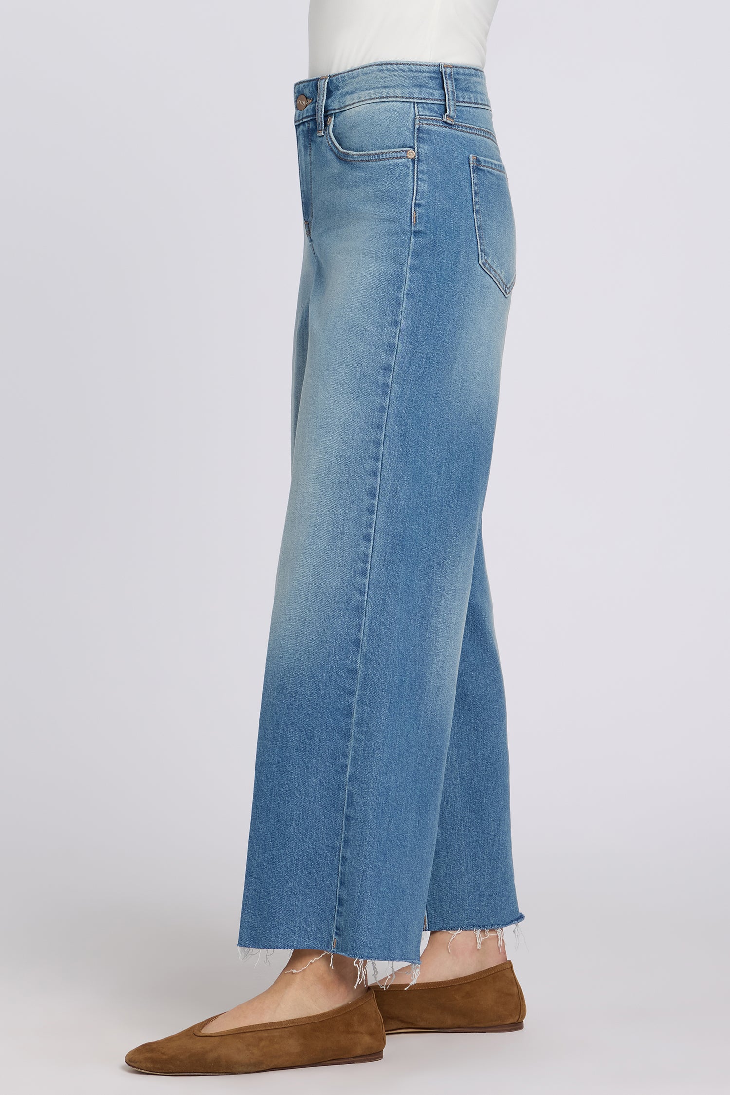 NYDJ Teresa Wide Leg Ankle Jeans With Frayed Hems - Port Sea