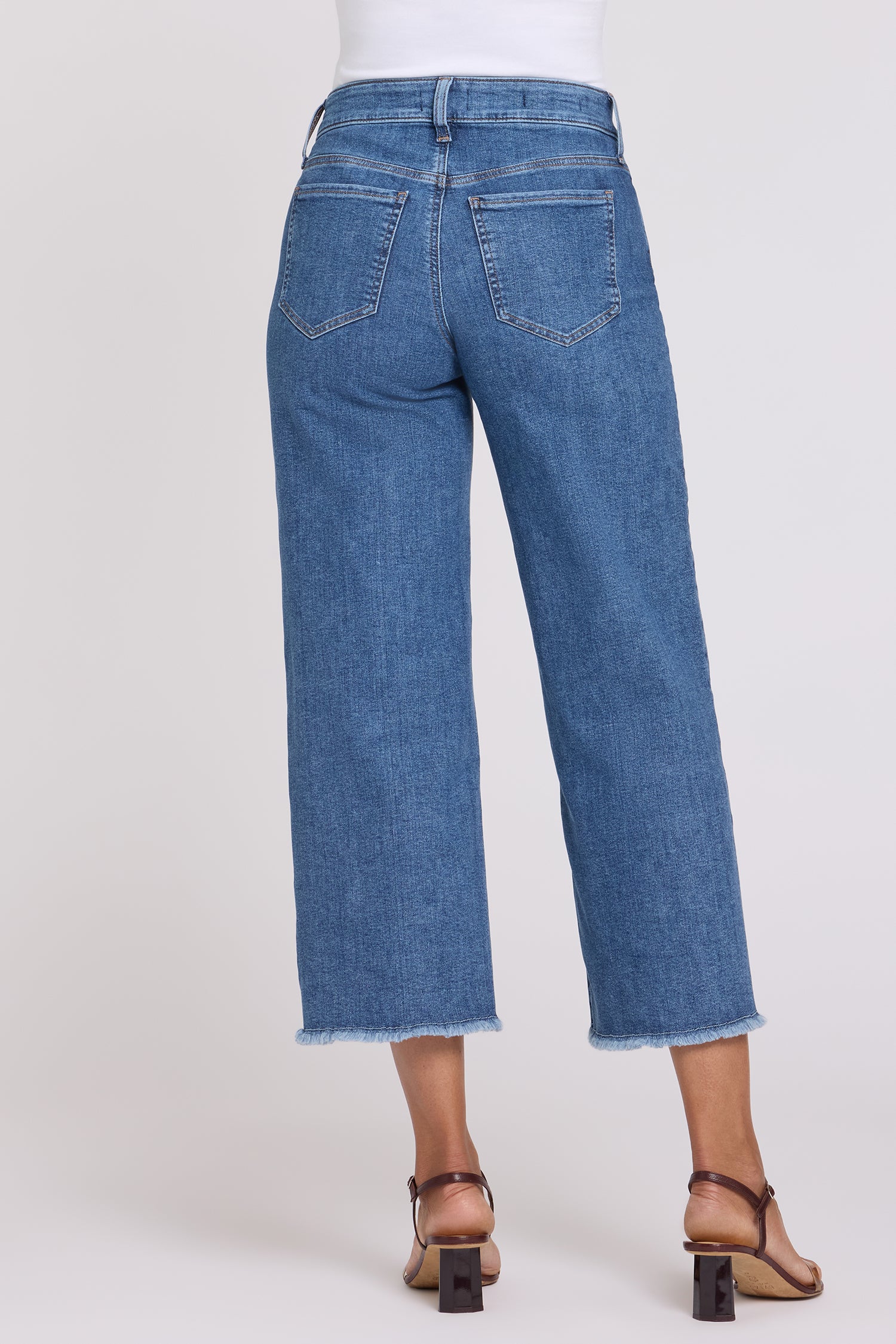 NYDJ Teresa Wide Leg Ankle Jeans With Frayed Hems - Salton