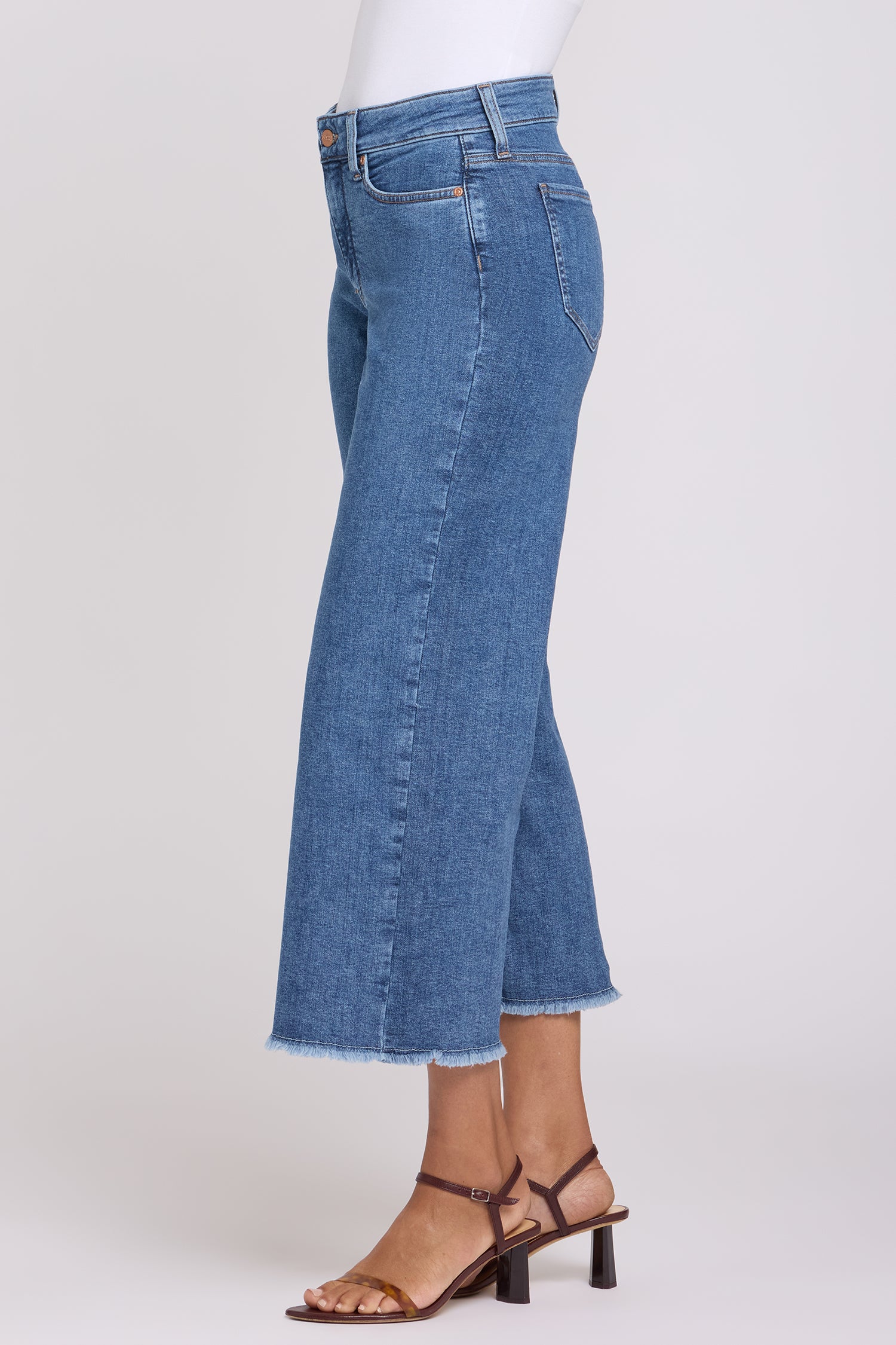 NYDJ Teresa Wide Leg Ankle Jeans With Frayed Hems - Salton