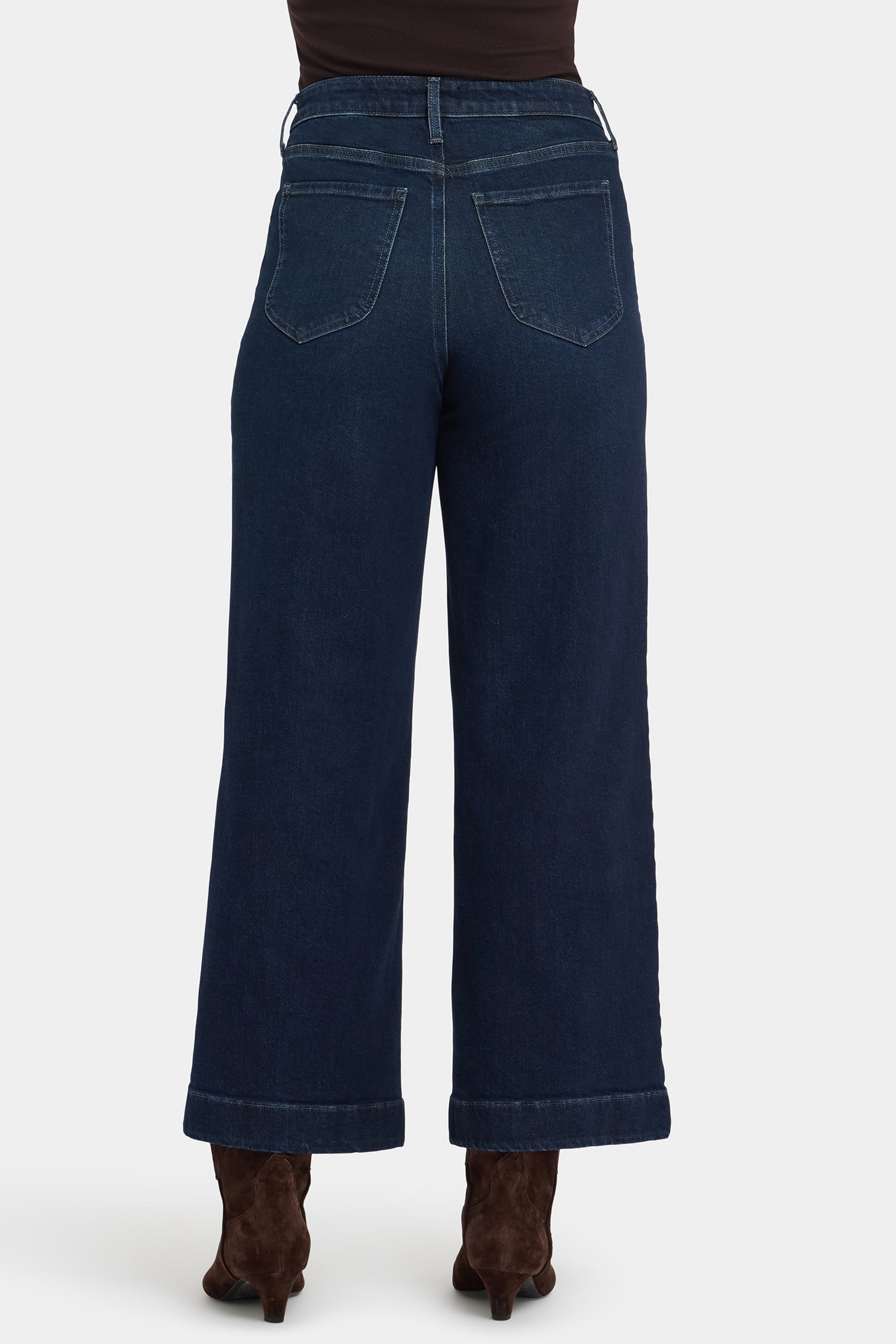 NYDJ Teresa Wide Leg Ankle Jeans With High Rise And Front Patch Pockets - Blacken Blue