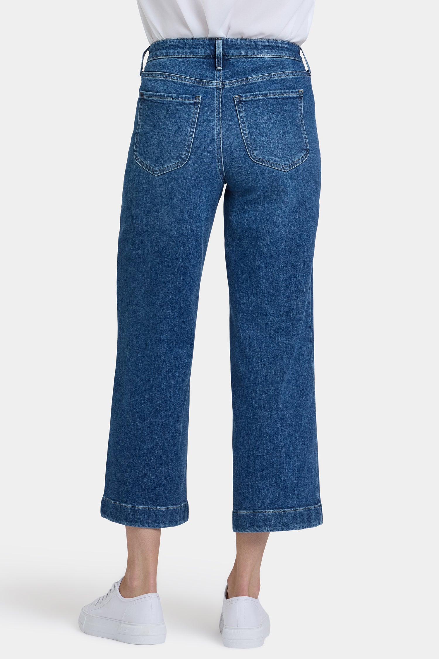 NYDJ Teresa Wide Leg Ankle Jeans With High Rise And Front Patch Pockets - Opera Blue