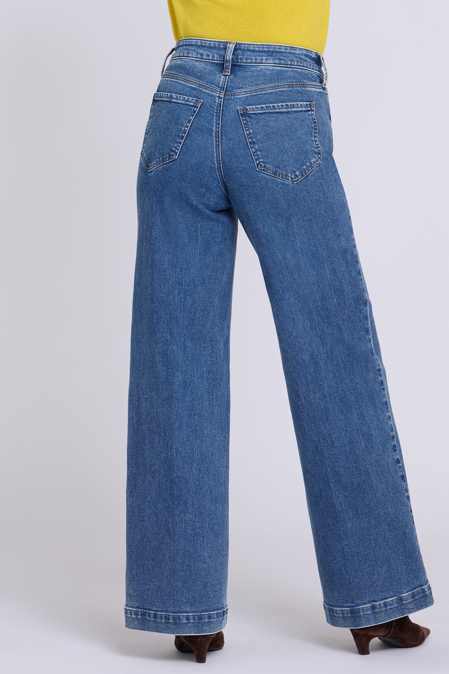 NYDJ Teresa Wide Leg Jeans With High Rise And Trouser Hems - Burnet