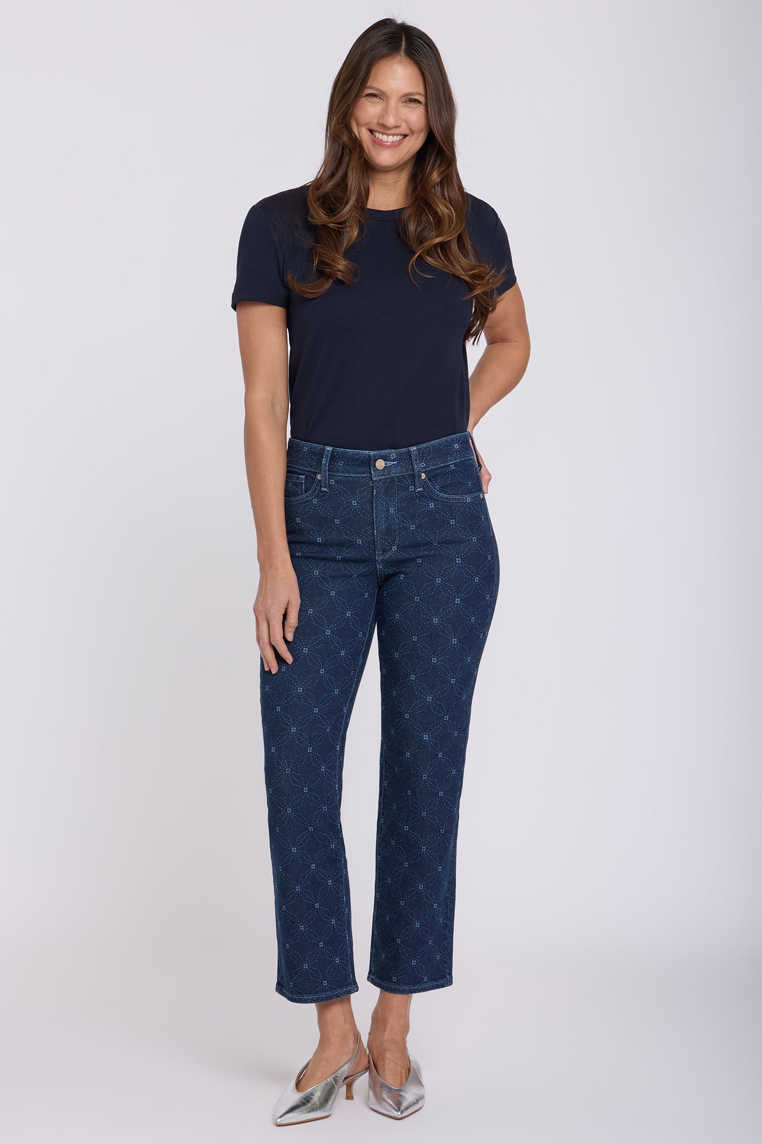 NYDJ Marilyn Straight Ankle Jeans  - Geo Flower Print