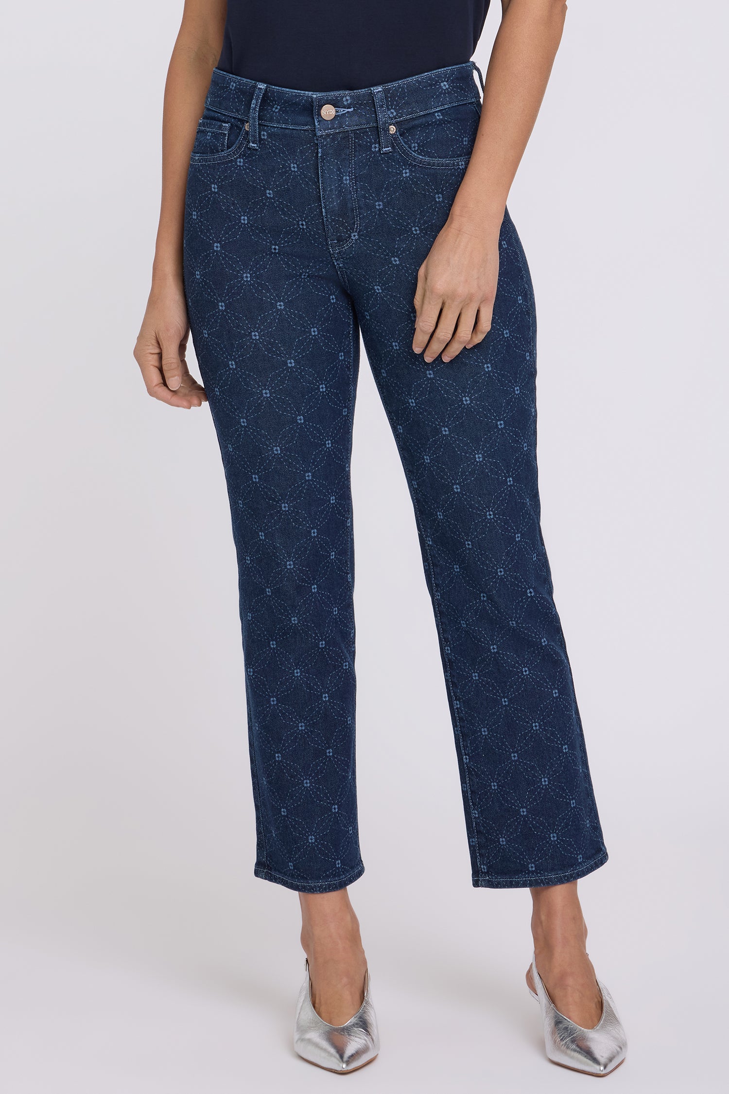 NYDJ Marilyn Straight Ankle Jeans  - Geo Flower Print