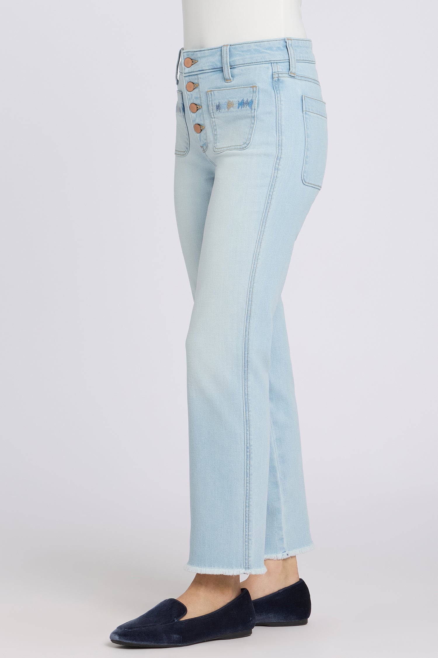 NYDJ Marilyn Straight Ankle Jeans With High Rise And Embroidered Front Patch Pockets - Sky Valley