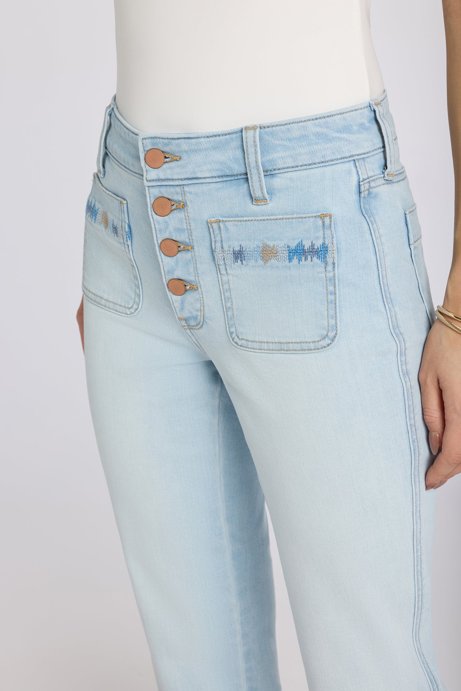 NYDJ Marilyn Straight Ankle Jeans With High Rise And Embroidered Front Patch Pockets - Sky Valley