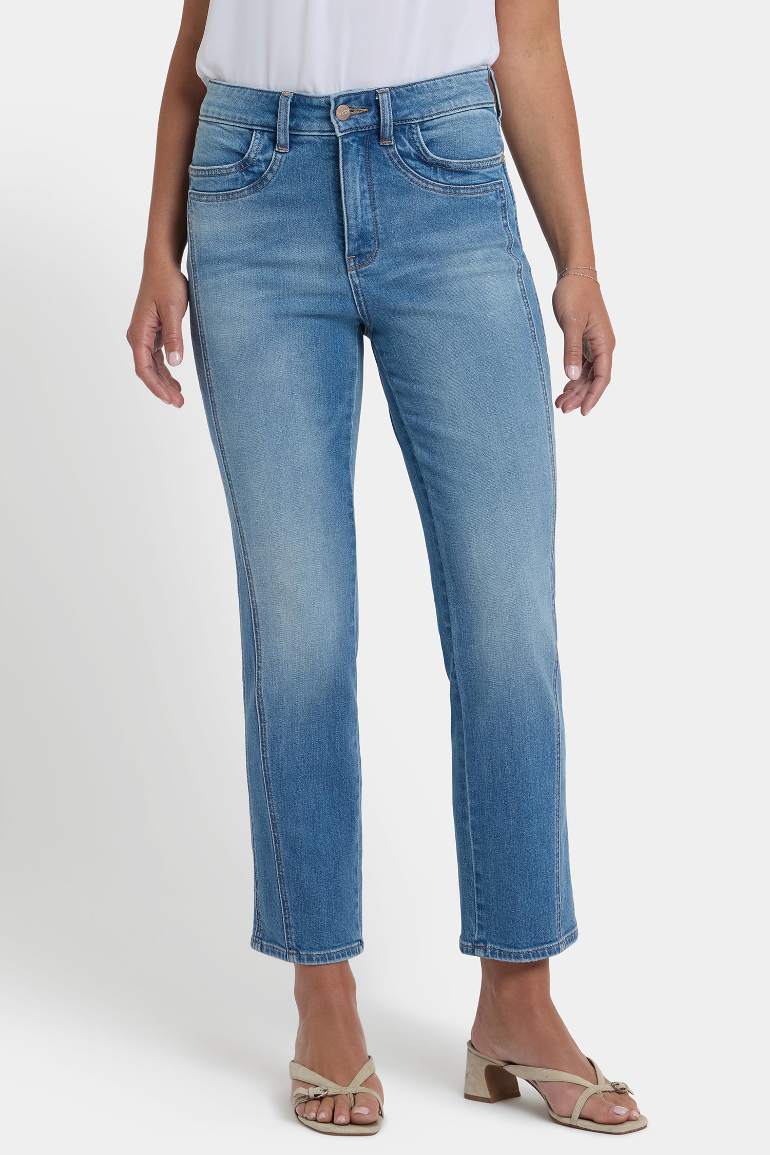NYDJ Marilyn Straight Ankle Jeans With High Rise And Paneled Seam Detail - Port Sea