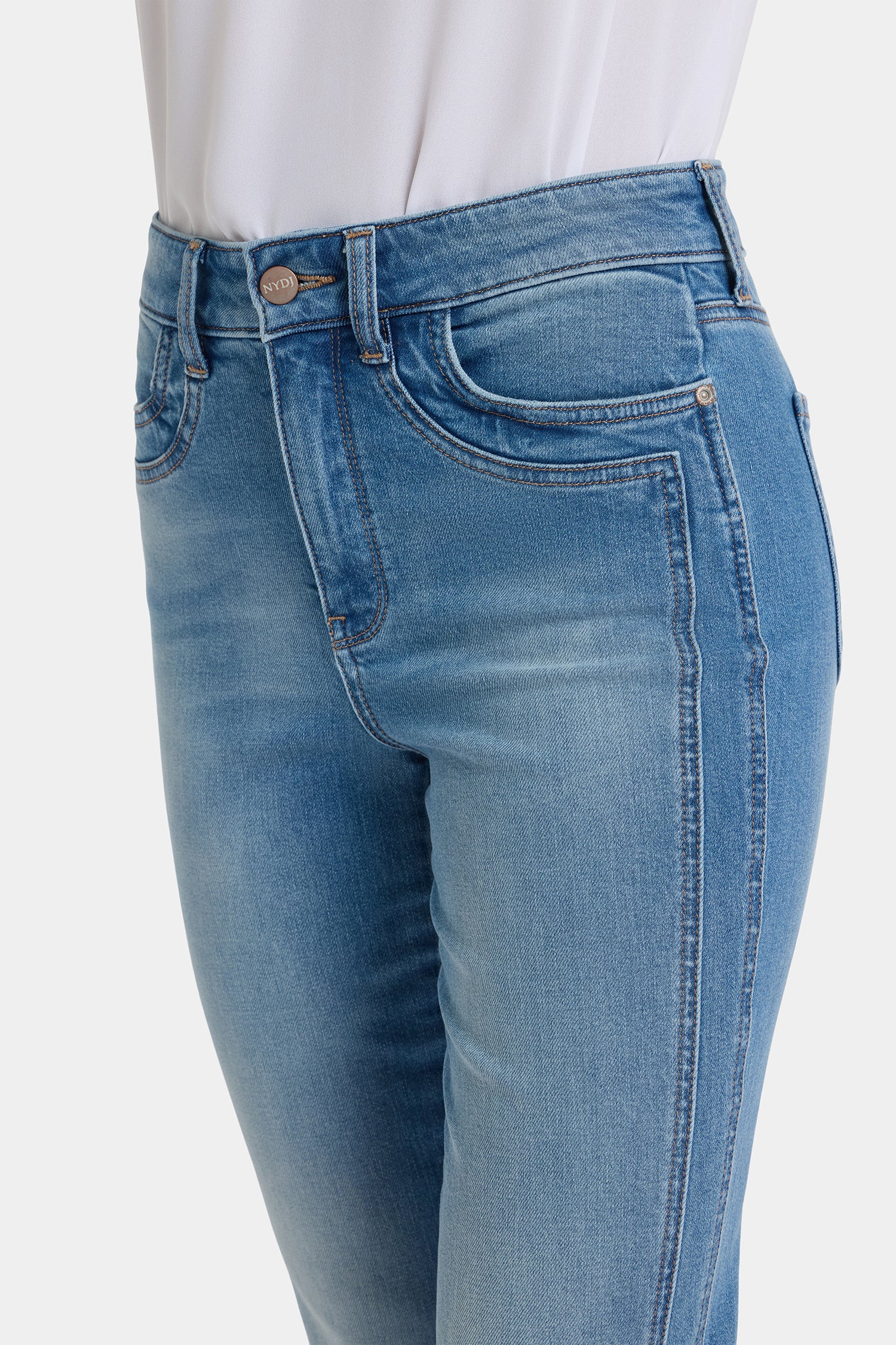 NYDJ Marilyn Straight Ankle Jeans With High Rise And Paneled Seam Detail - Port Sea