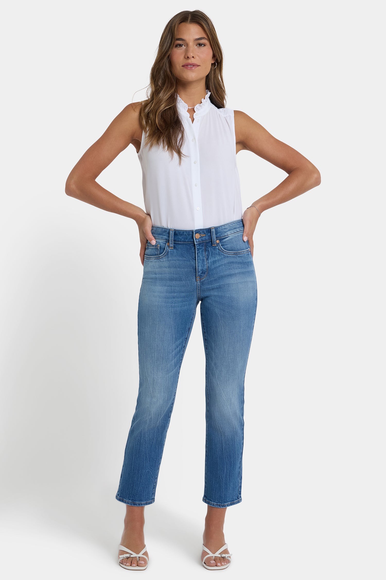 NYDJ Marilyn Straight Ankle Jeans With Floral Pocket Detail - Pacifica