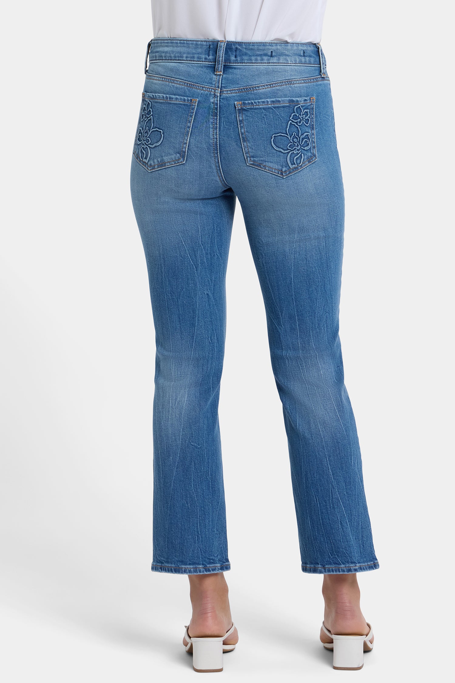 NYDJ Marilyn Straight Ankle Jeans With Floral Pocket Detail - Pacifica
