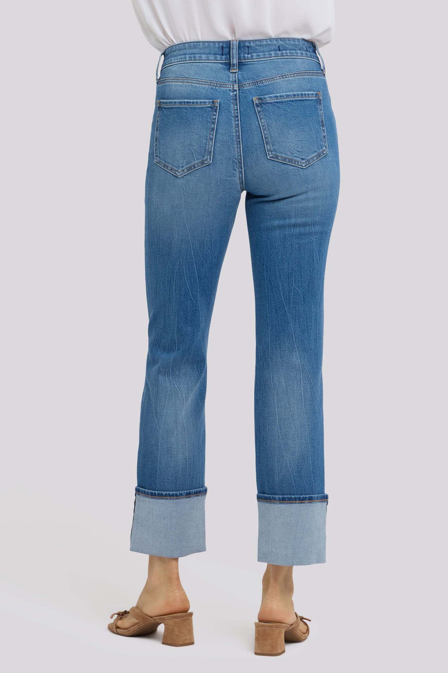 NYDJ Marilyn Straight Jeans With Pintucks And Deep Cuffs - Pacifica