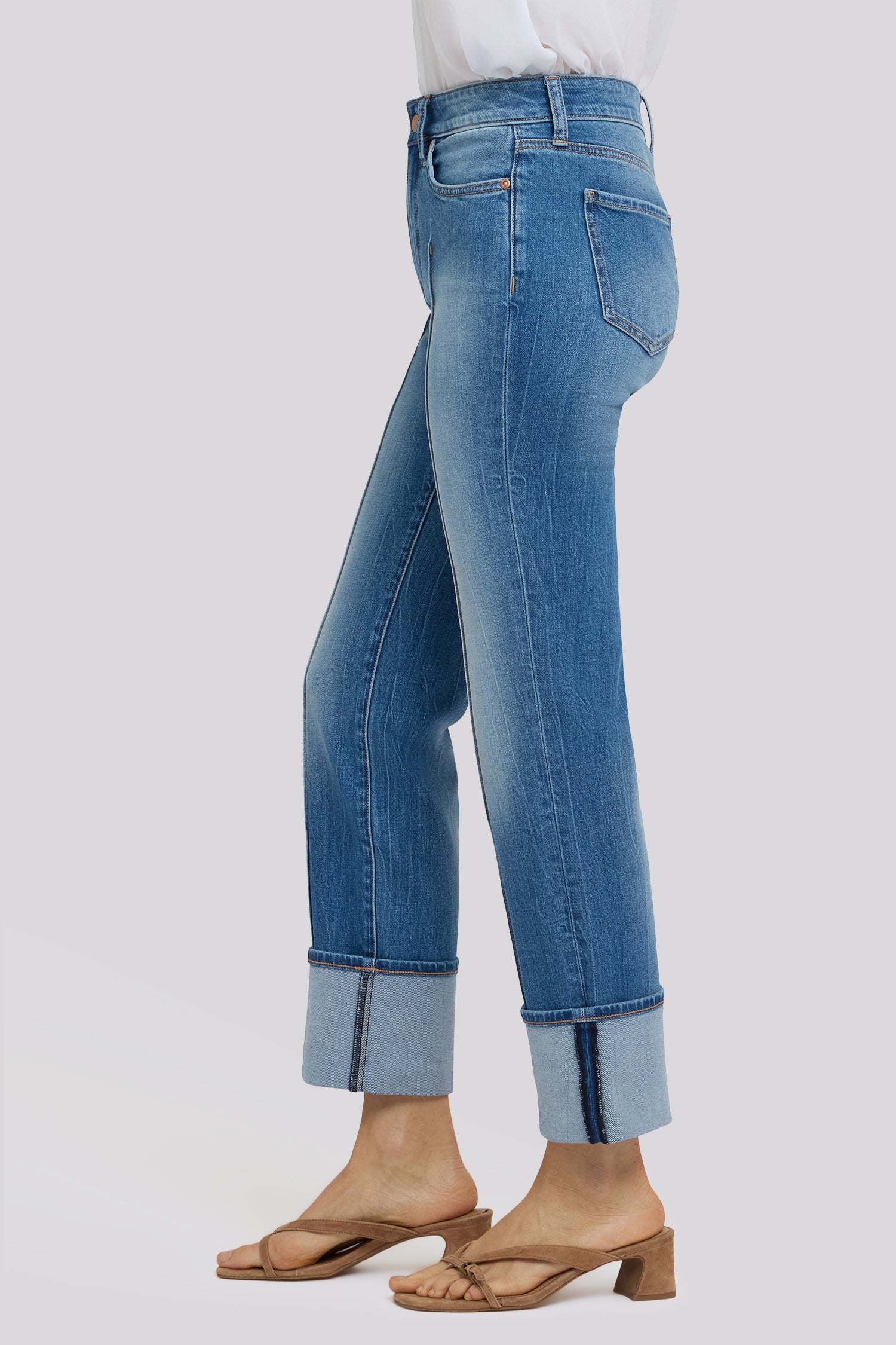 NYDJ Marilyn Straight Jeans With Pintucks And Deep Cuffs - Pacifica