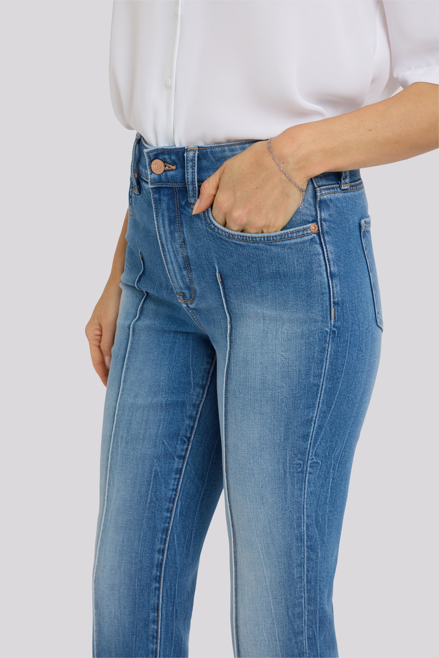 NYDJ Marilyn Straight Jeans With Pintucks And Deep Cuffs - Pacifica