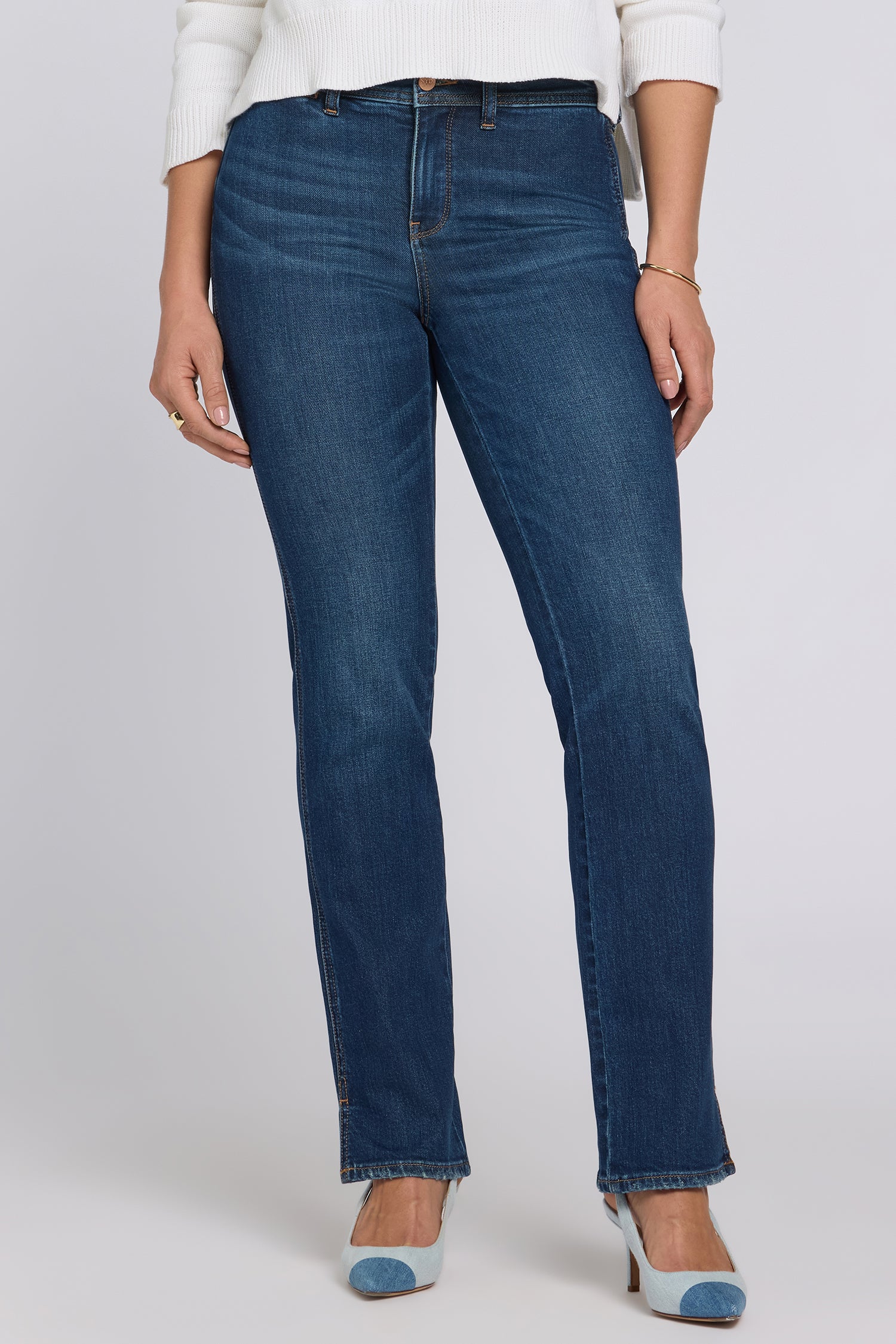 NYDJ Marilyn Straight Jeans With Clean Front, Back Darts And Side Slits - Sunset Villa