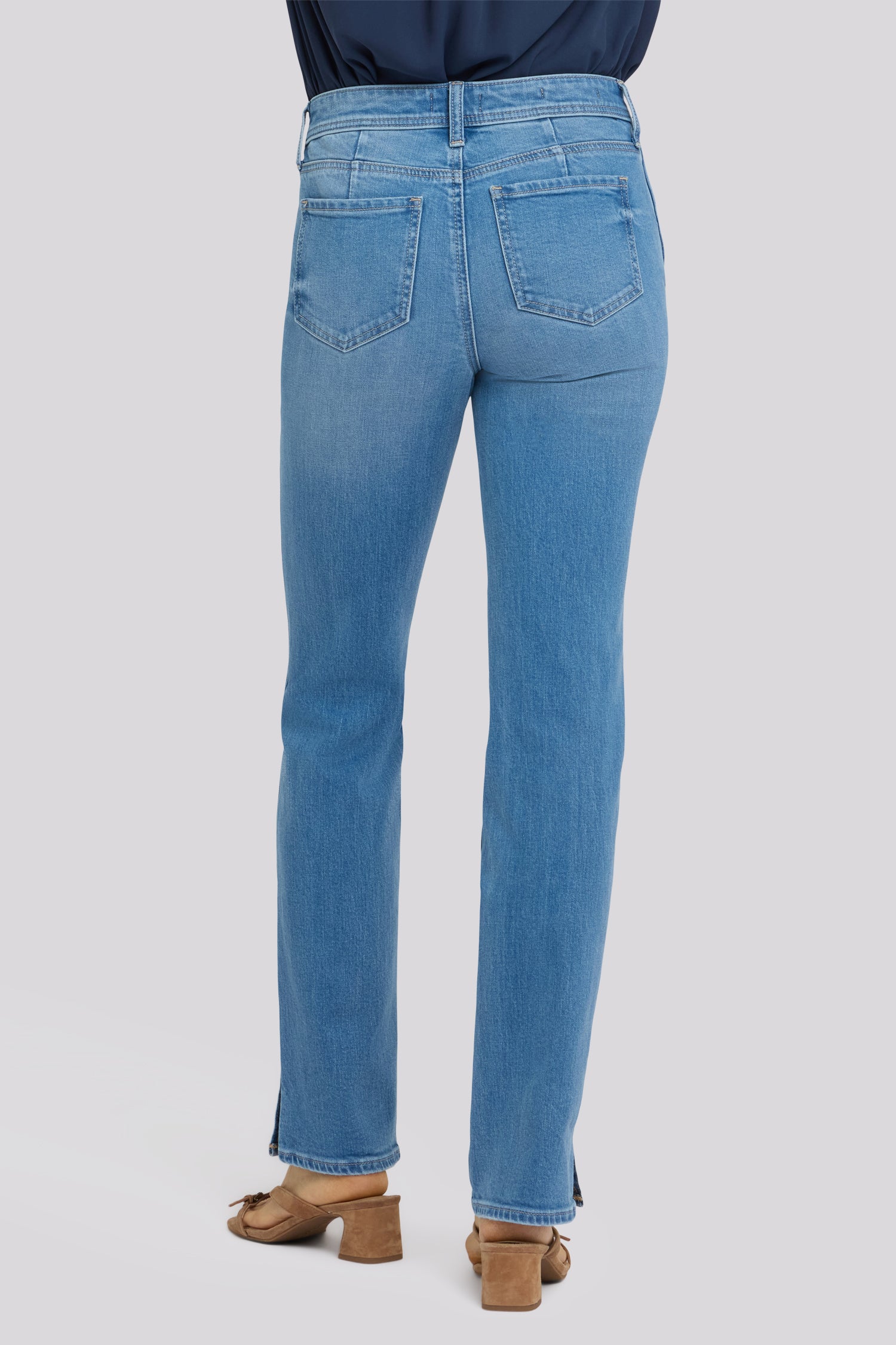 NYDJ Marilyn Straight Jeans With Clean Front, Back Darts And Side Slits - Vista Lakes