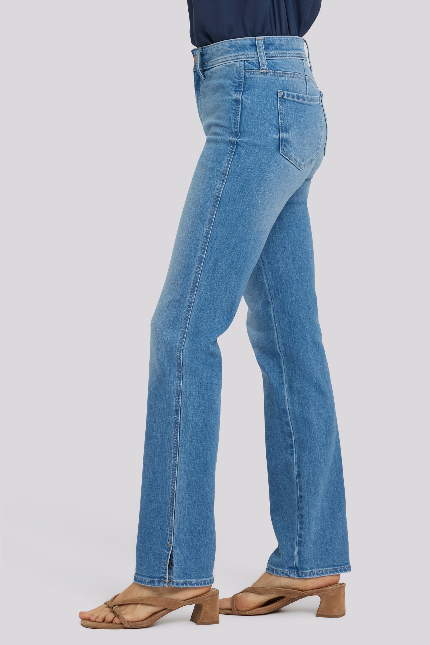 NYDJ Marilyn Straight Jeans With Clean Front, Back Darts And Side Slits - Vista Lakes