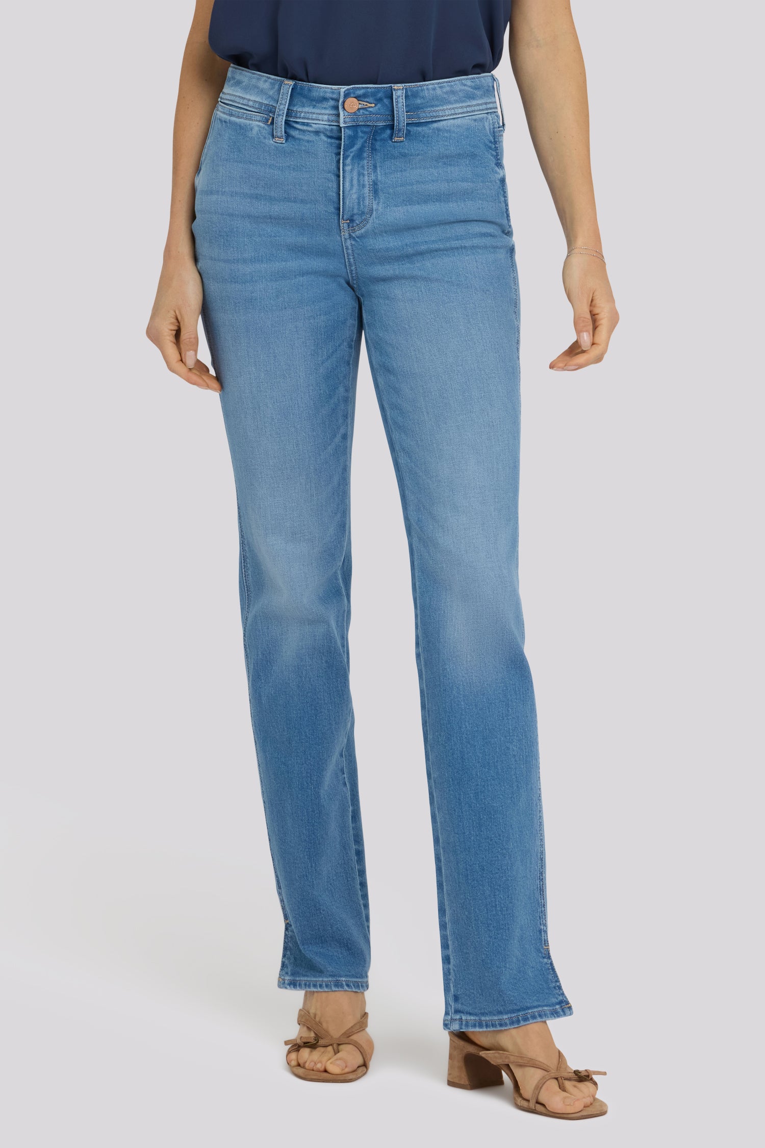 NYDJ Marilyn Straight Jeans With Clean Front, Back Darts And Side Slits - Vista Lakes