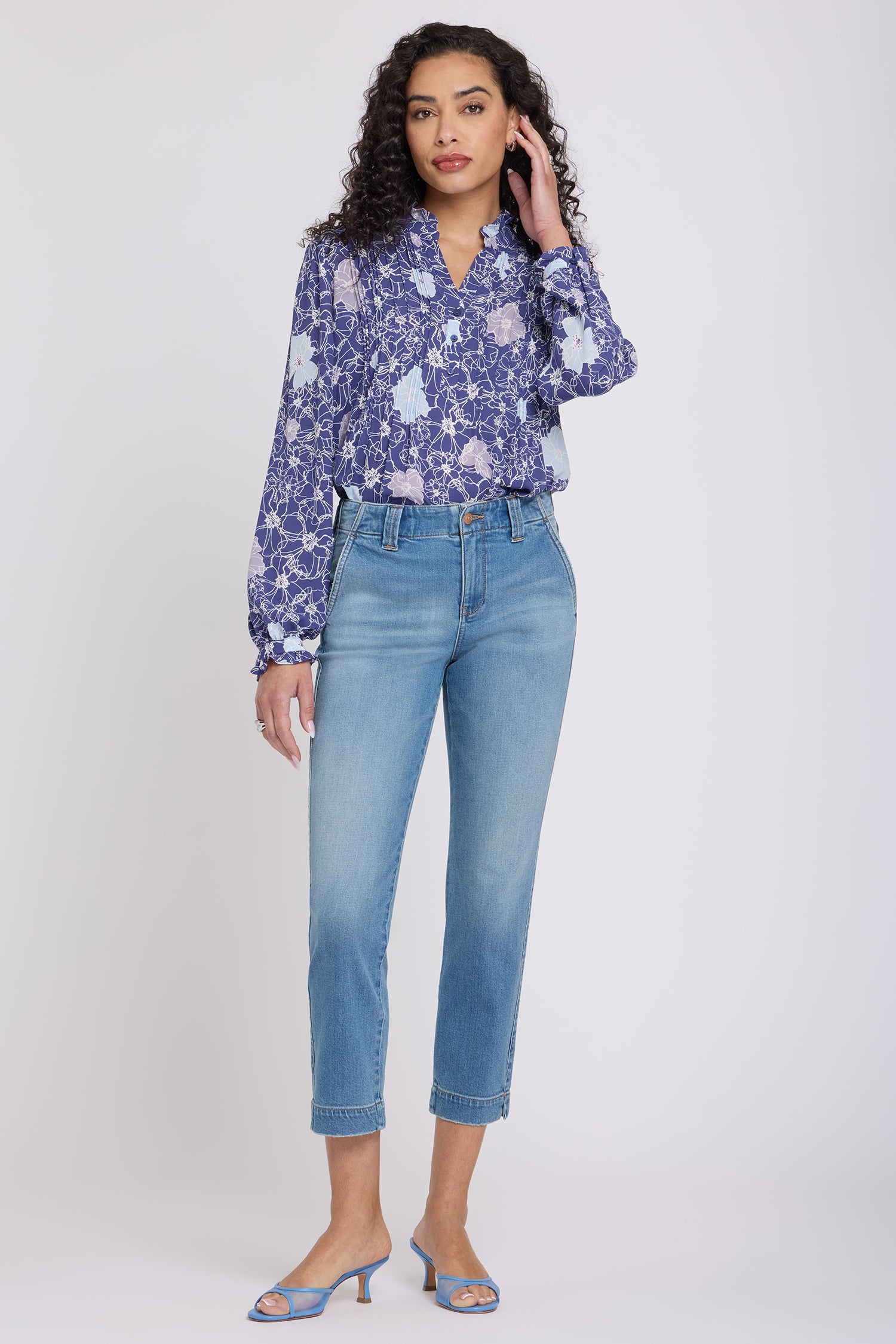 NYDJ Sheri Slim Straight Ankle Jeans With Side Slits - Port Sea
