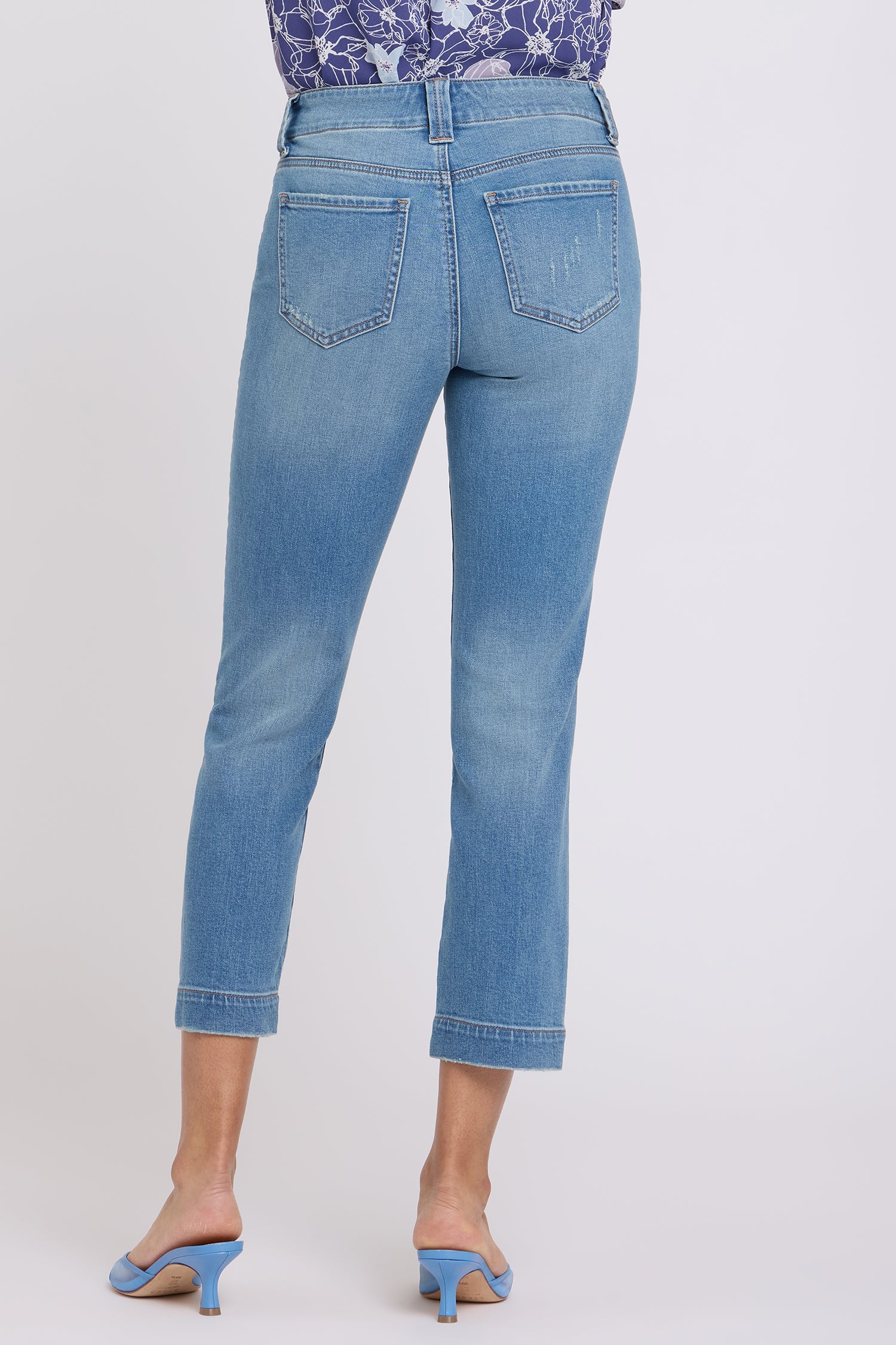 NYDJ Sheri Slim Straight Ankle Jeans With Side Slits - Port Sea