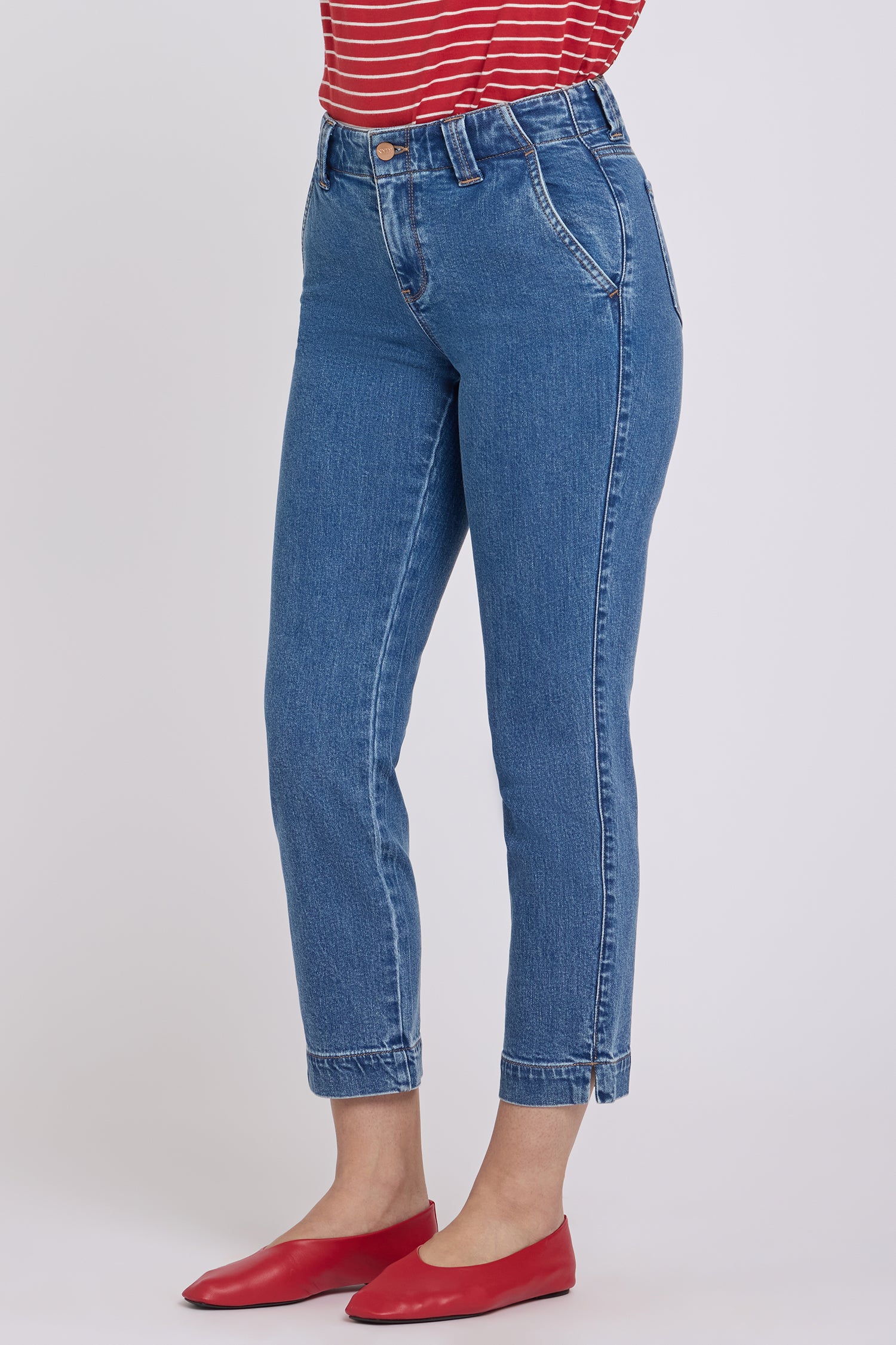NYDJ Sheri Slim Straight Ankle Jeans With Side Slits - Salton