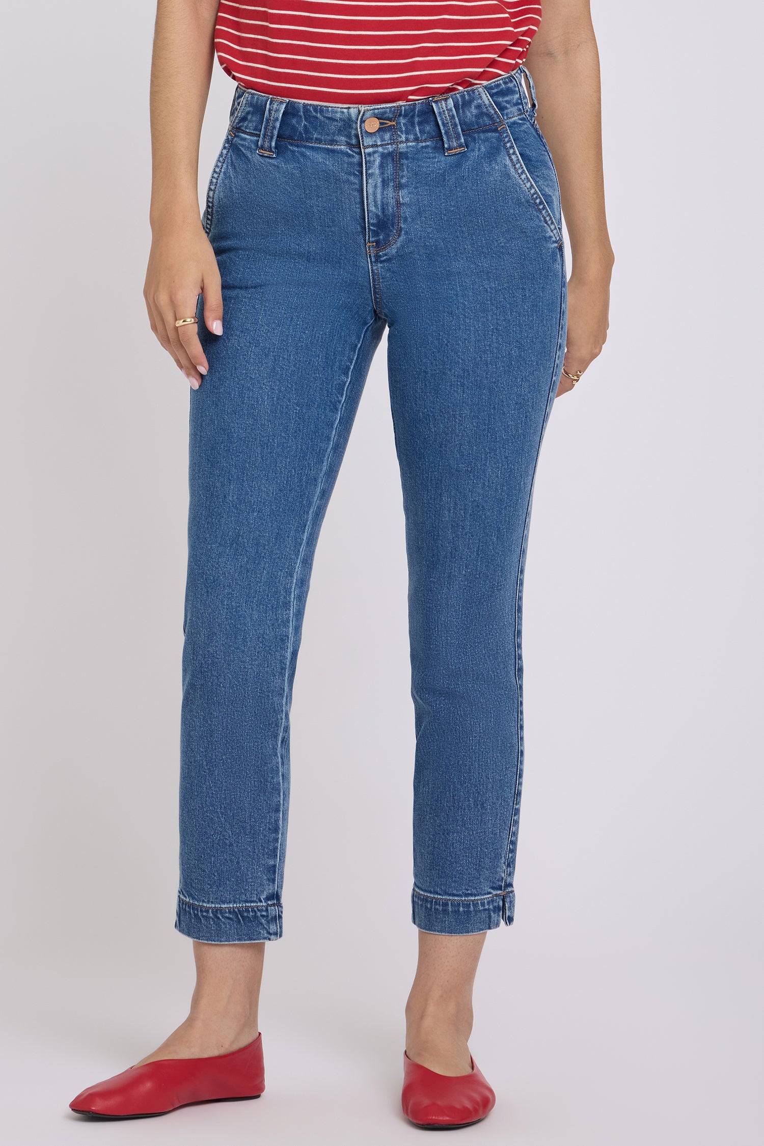 NYDJ Sheri Slim Straight Ankle Jeans With Side Slits - Salton