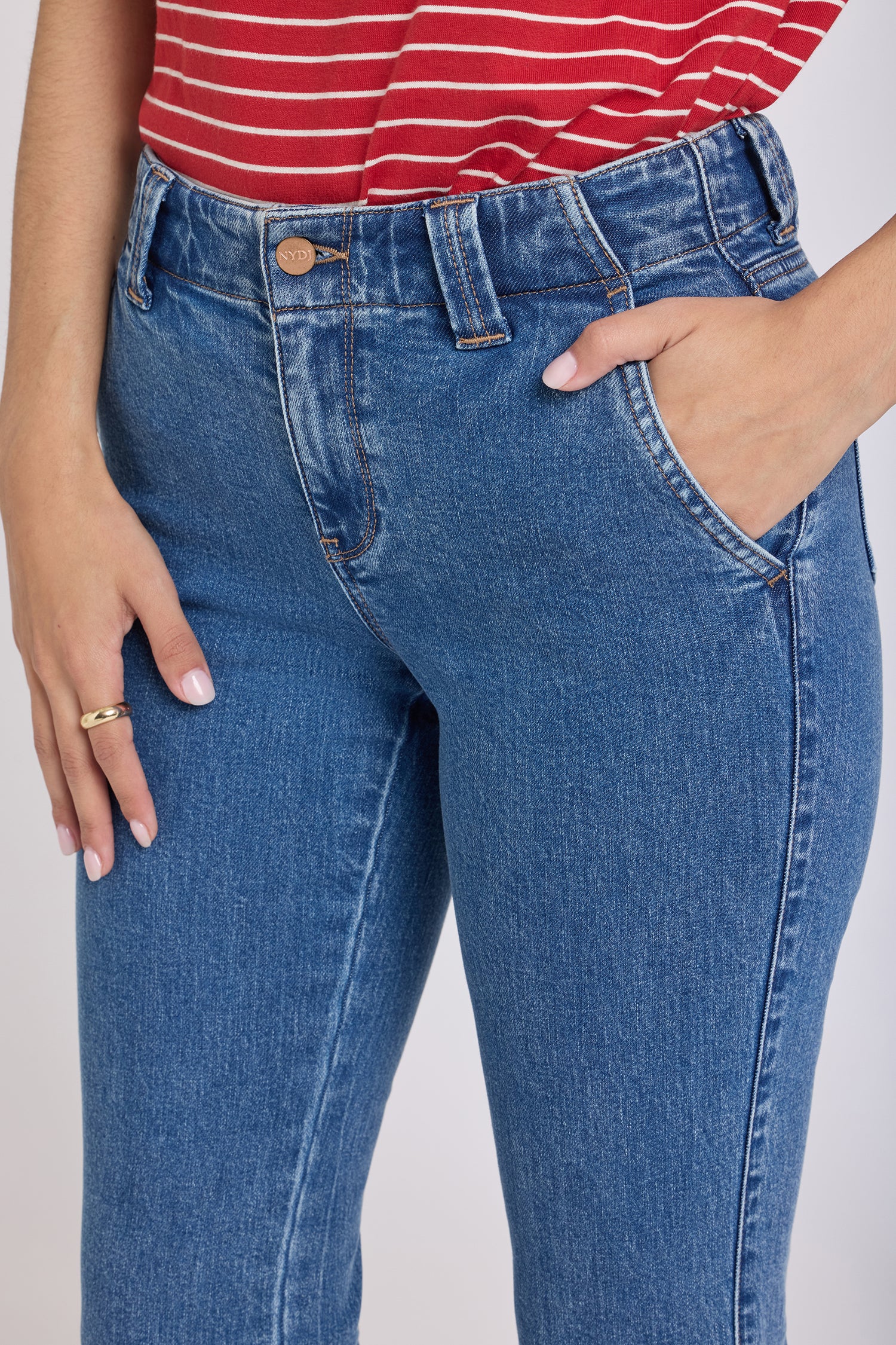 NYDJ Sheri Slim Straight Ankle Jeans With Side Slits - Salton