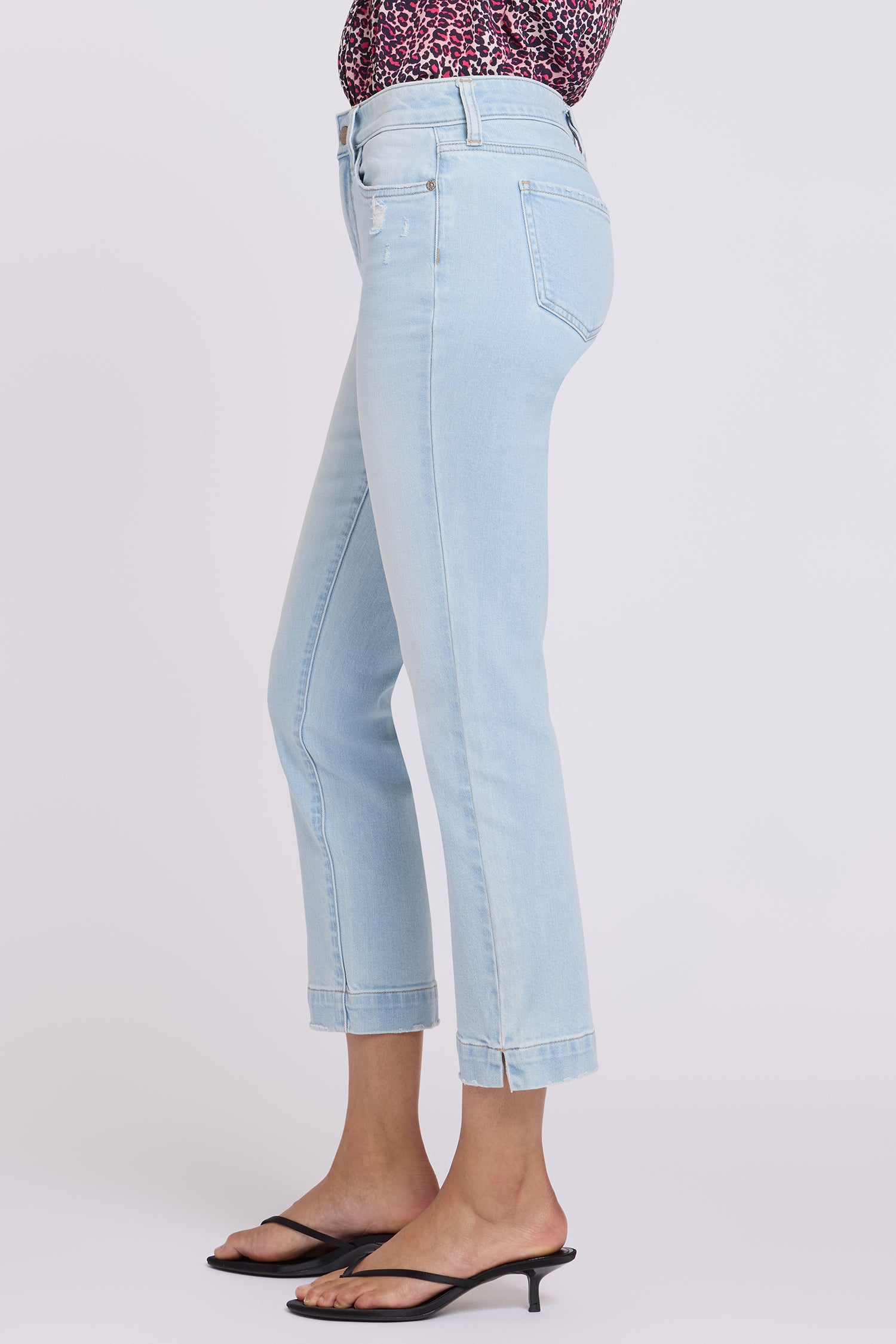 NYDJ Sheri Slim Straight Ankle Jeans With Criss-Cross Belt Loop And Side Slits - Sky Valley