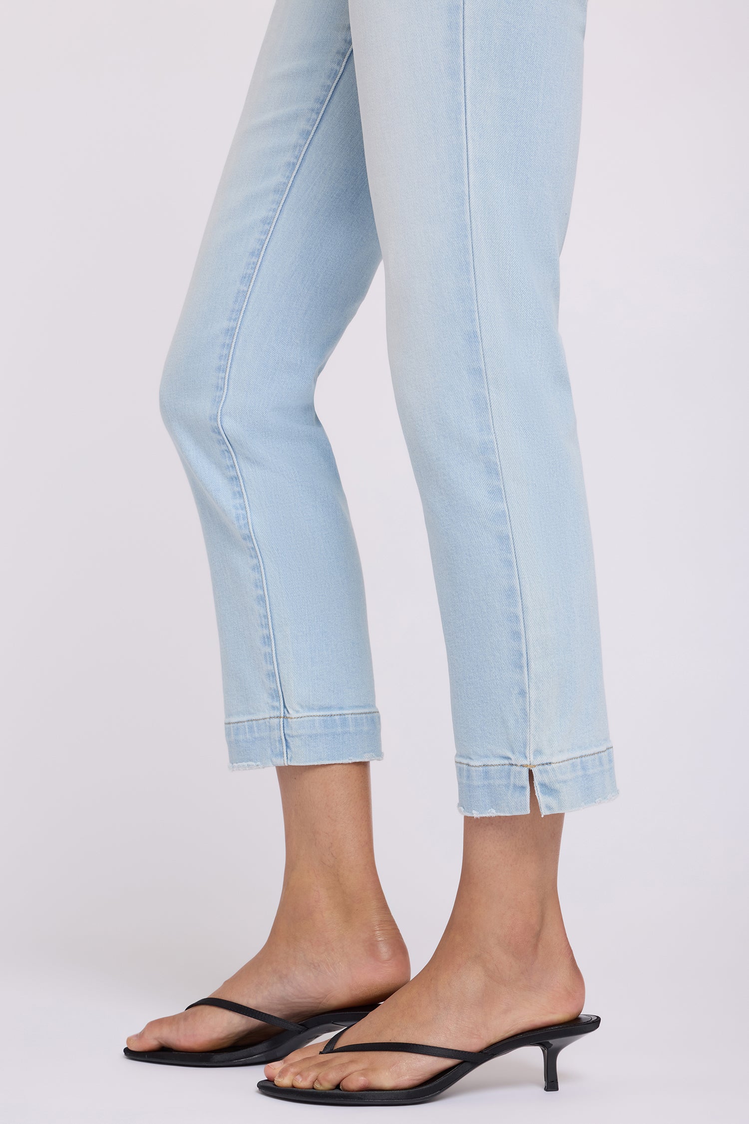 NYDJ Sheri Slim Straight Ankle Jeans With Criss-Cross Belt Loop And Side Slits - Sky Valley