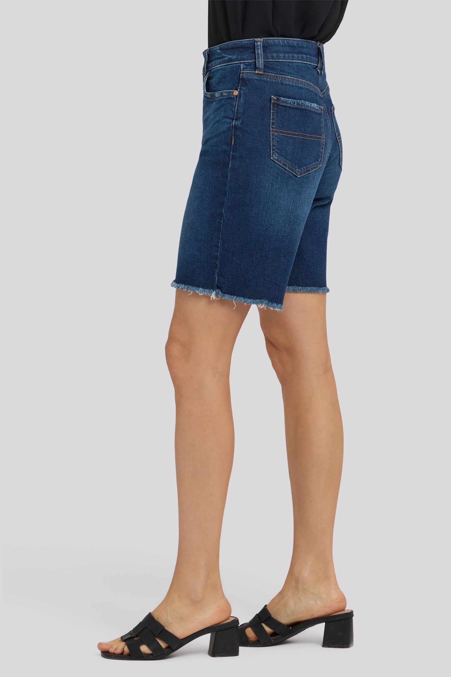 NYDJ Erin Relaxed Denim Shorts With High Rise, Back Pocket Stitching And Frayed Hems - Sunset Villa